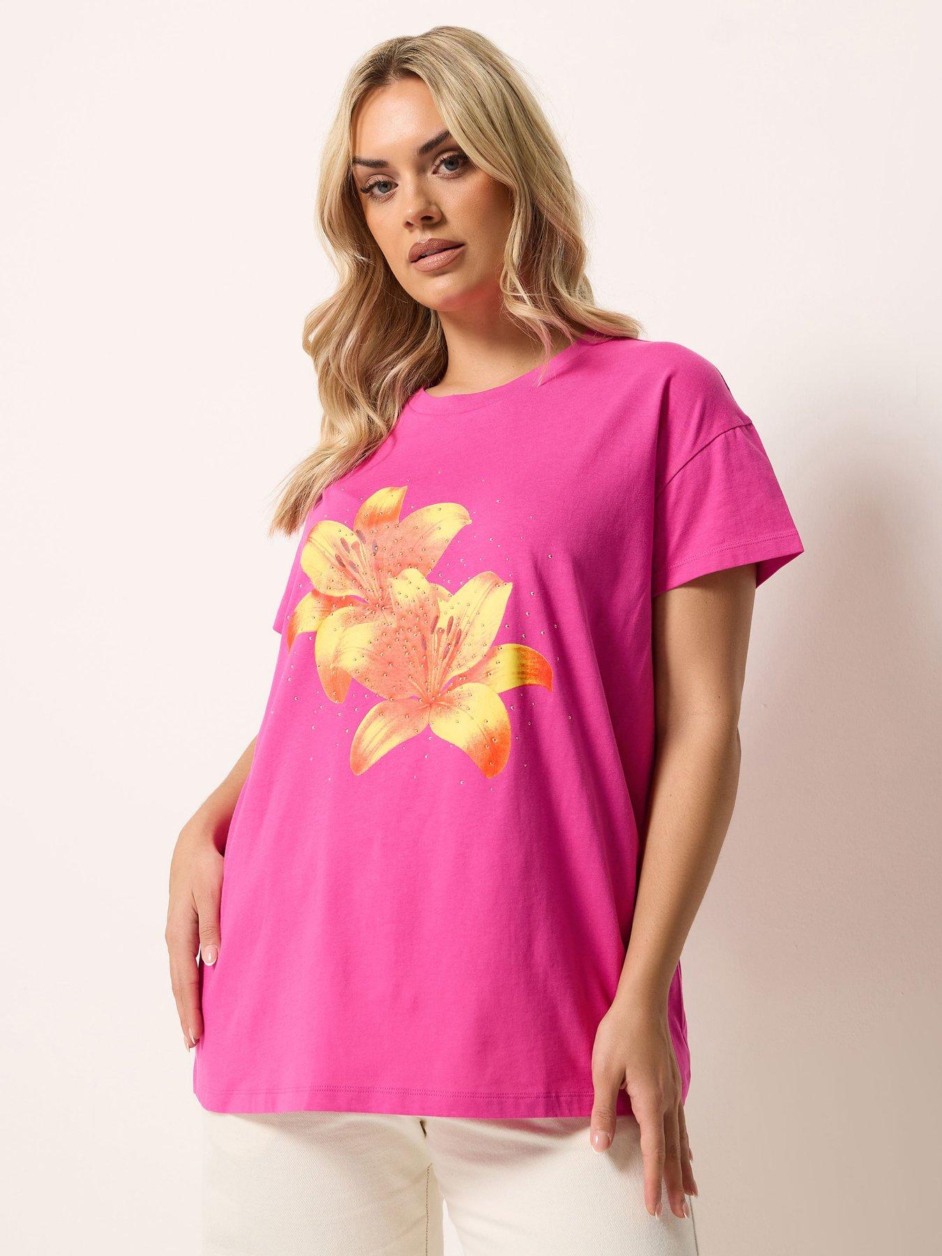  image of yours-curve-placement-core-t-shirt-pink
