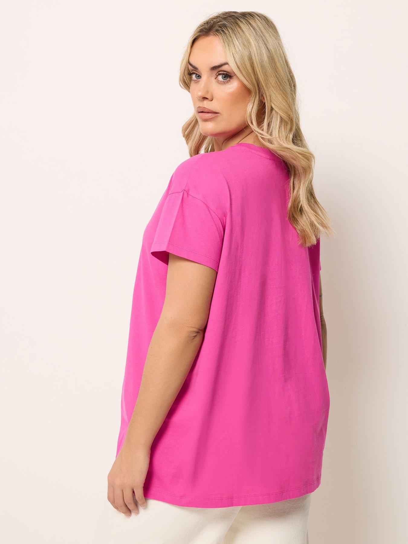  image of yours-curve-placement-core-t-shirt-pink