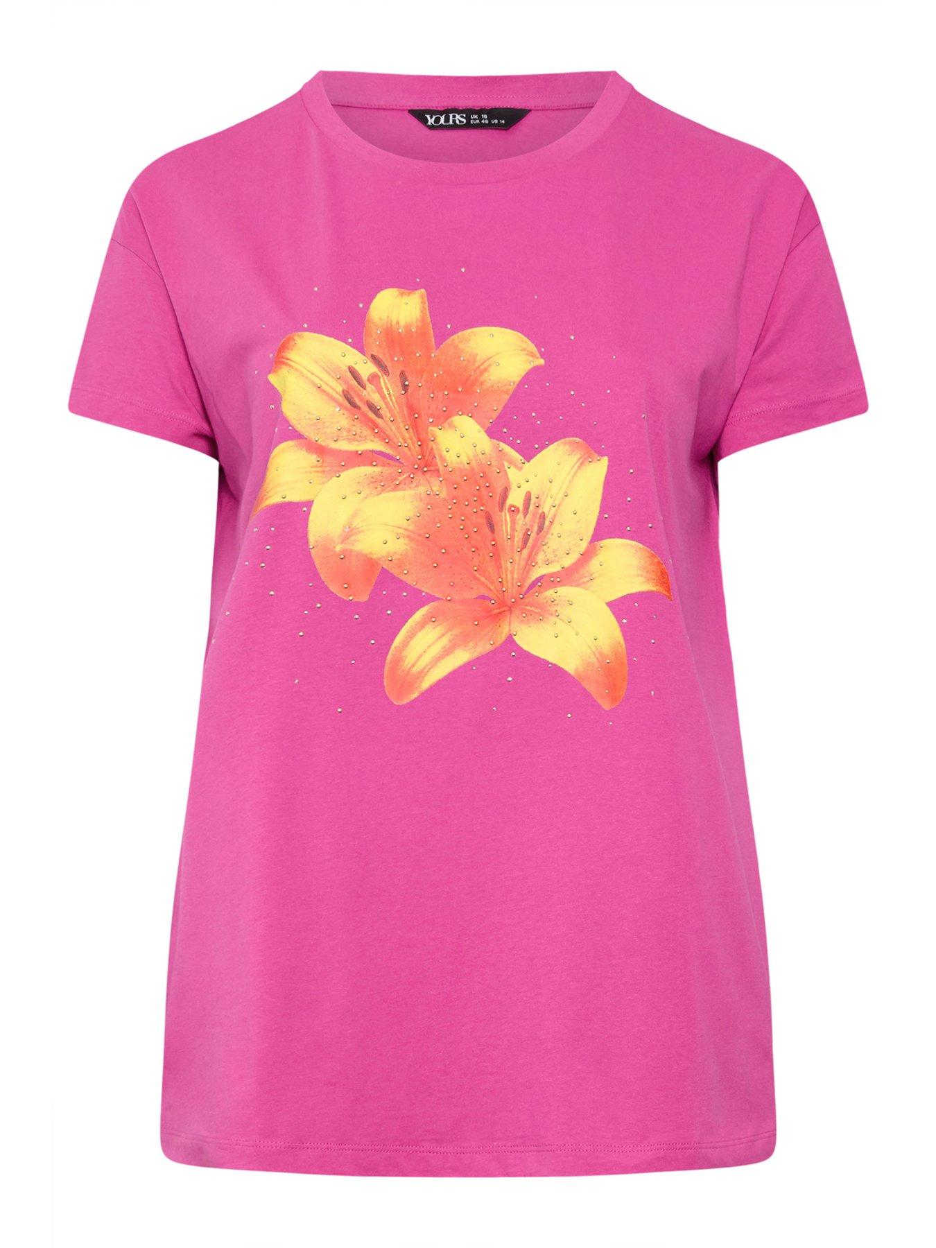  image of yours-curve-placement-core-t-shirt-pink