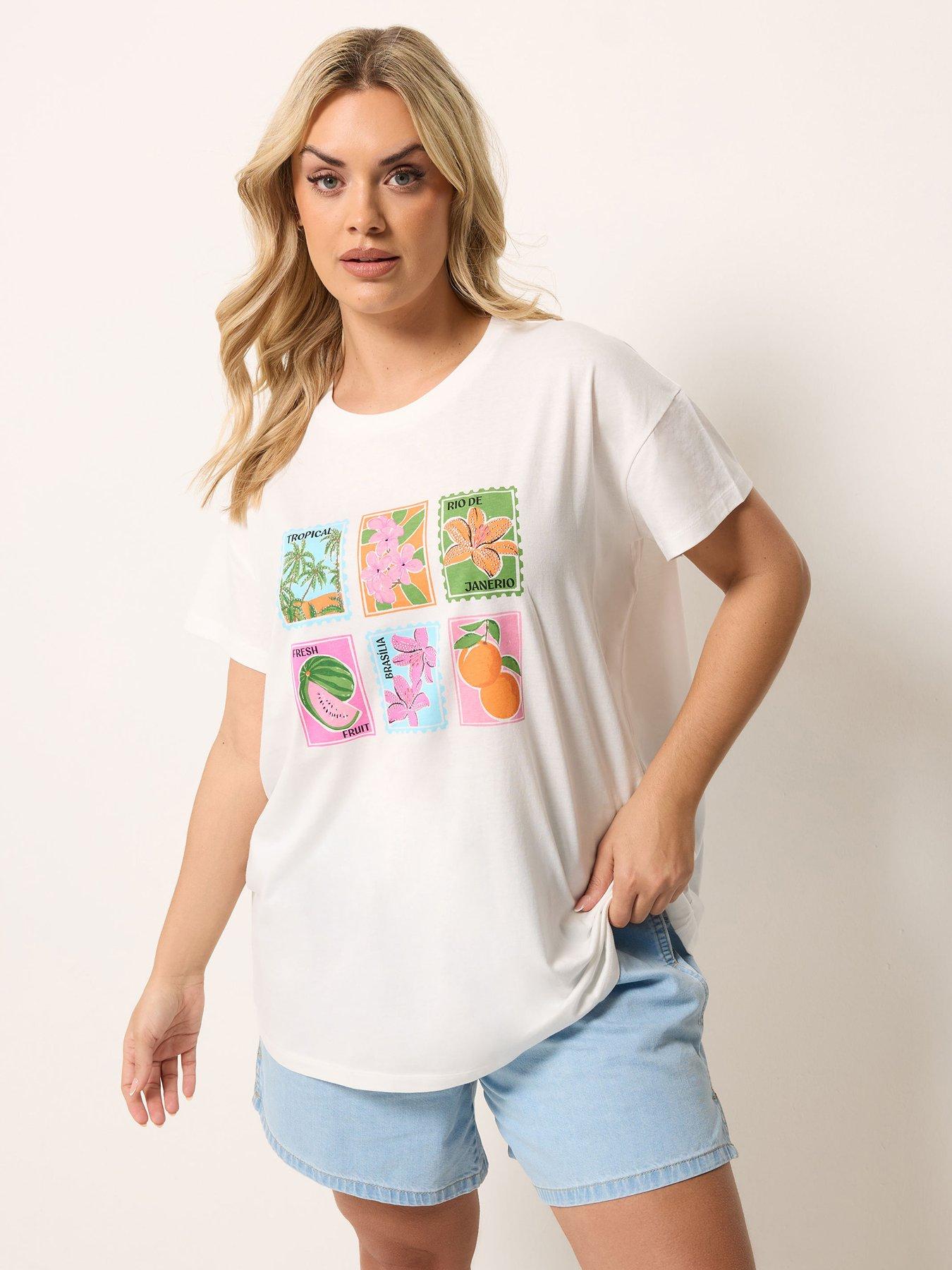 Yours Curve Placement Core T-Shirt - White