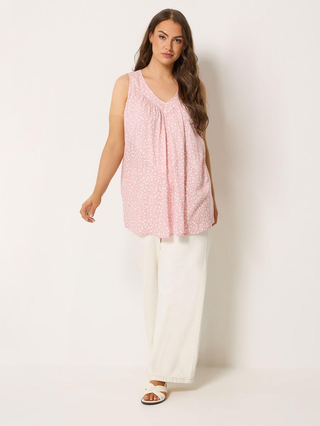 Image 3 of 5 of Yours Curve V-Neck Cami Top - Pink