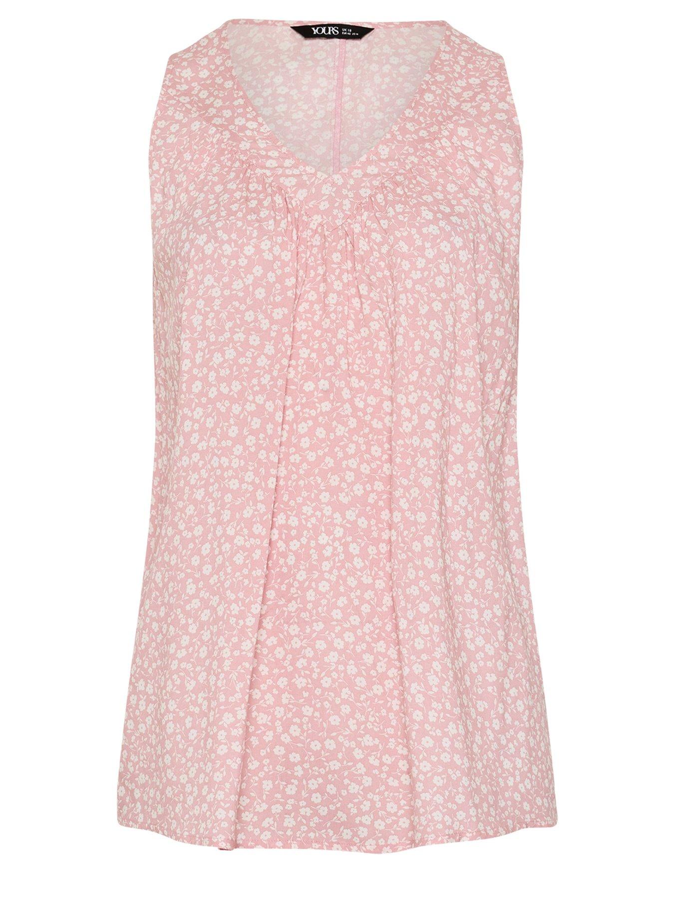 Image 5 of 5 of Yours Curve V-Neck Cami Top - Pink
