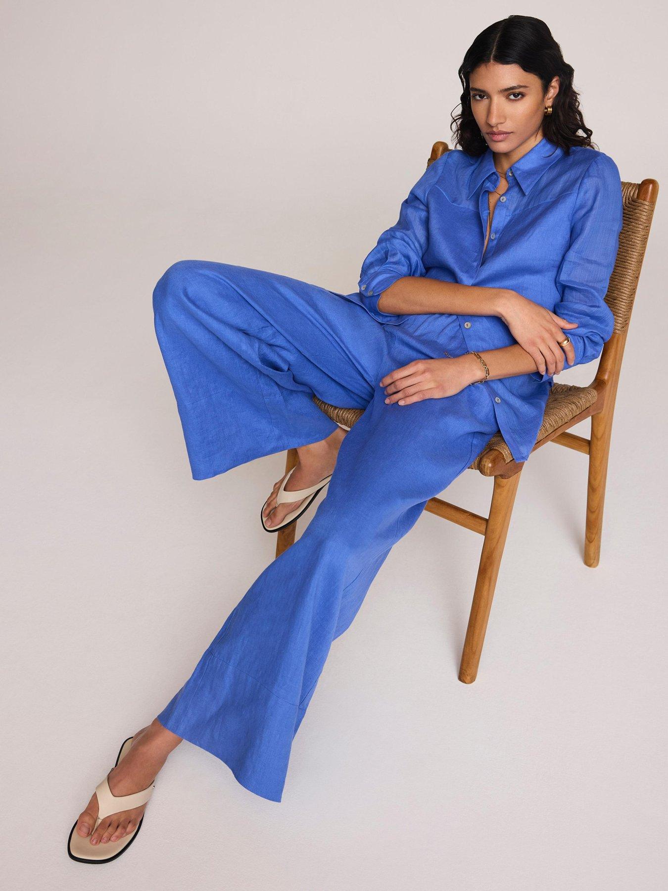 Image 2 of 6 of Mint Velvet Linen Wide Trouser - Blue