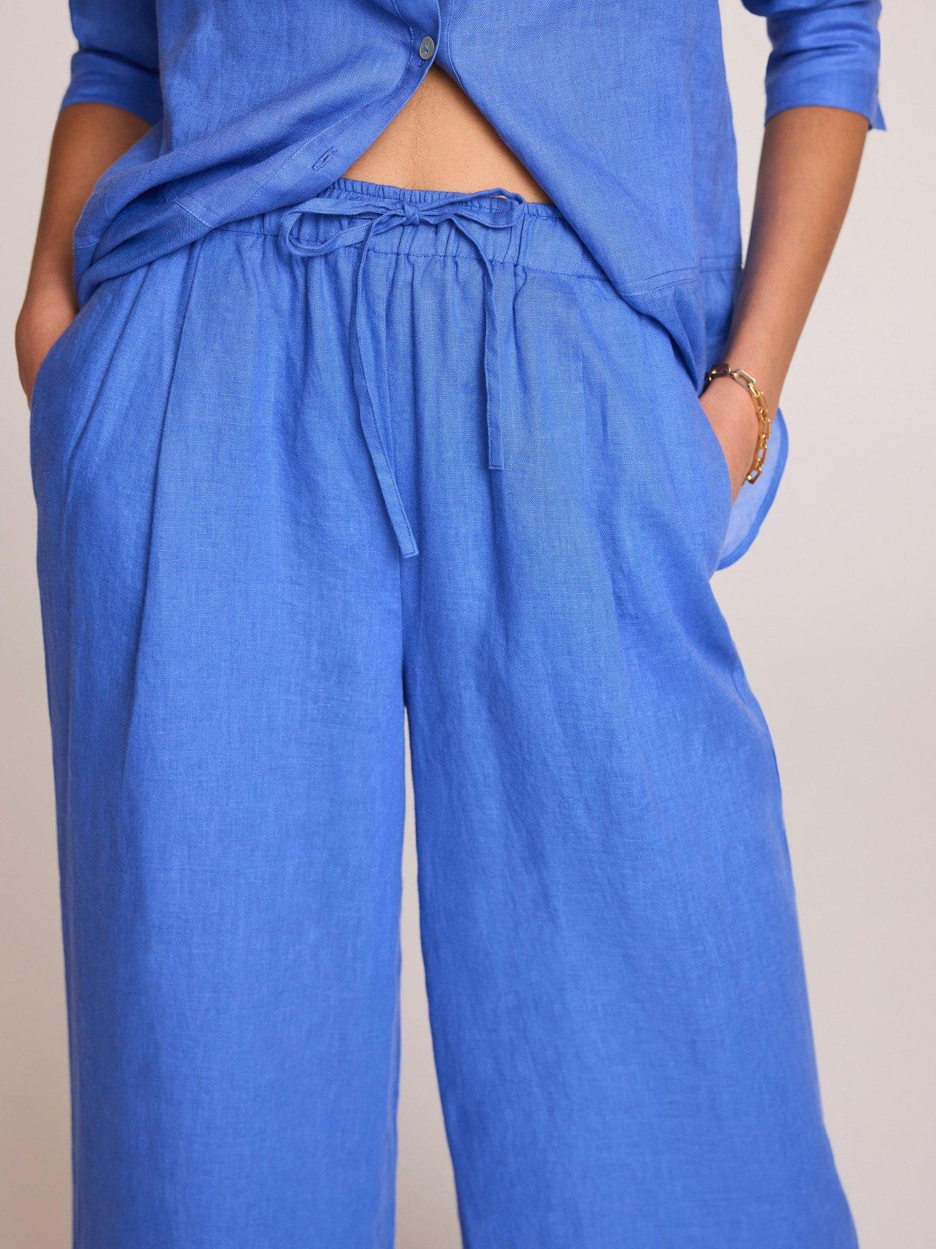 Image 3 of 6 of Mint Velvet Linen Wide Trouser - Blue