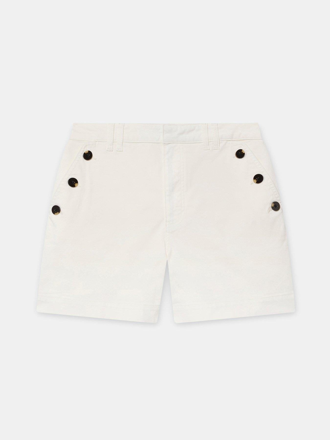 image of mint-velvet-button-front-chino-shorts-ivory