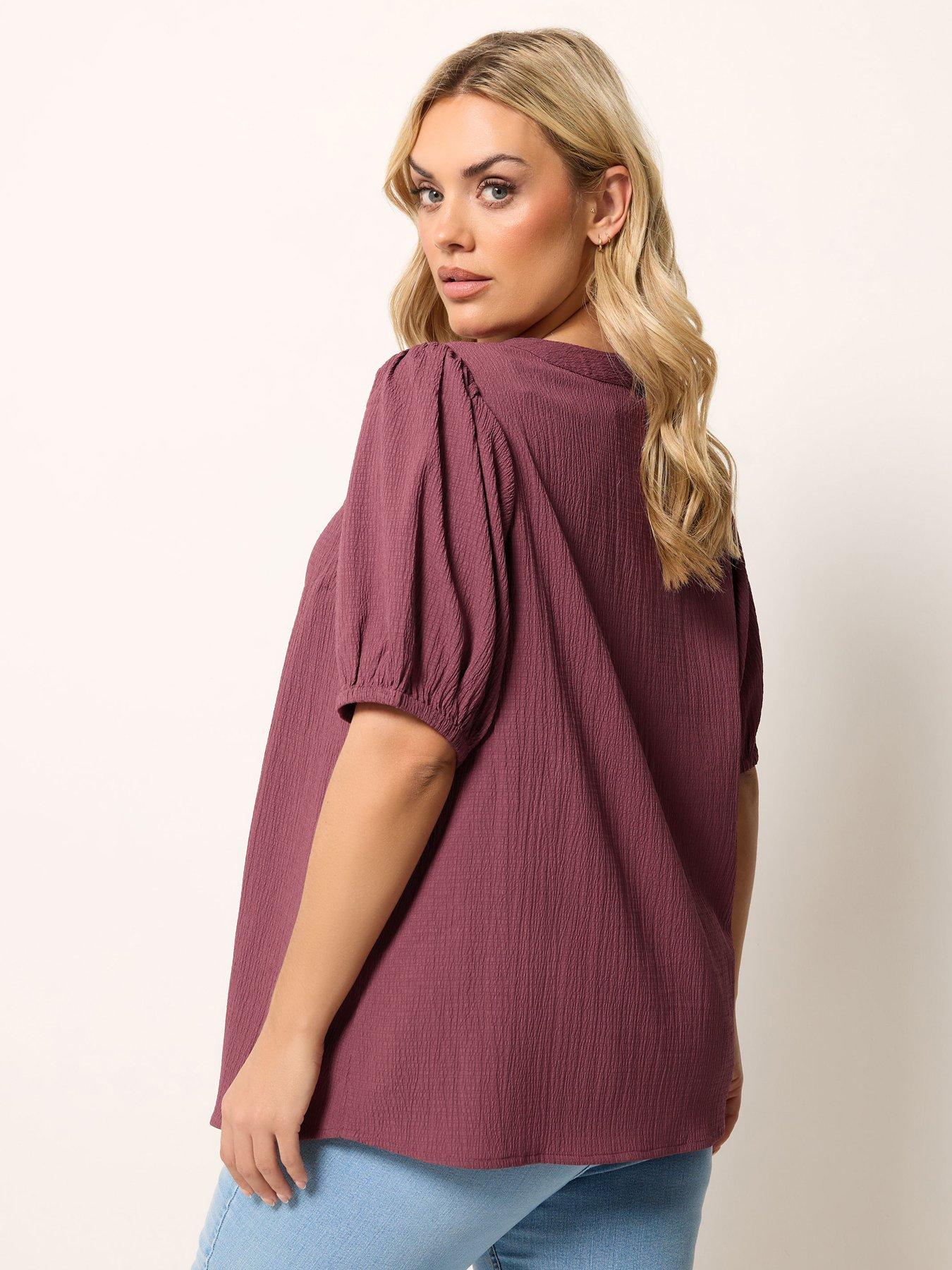stillFront image of yours-curve-button-textured-short-sleeve-blouse