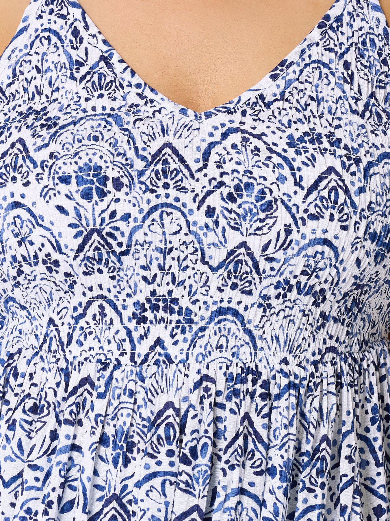 Image 4 of 5 of Yours Curve Shirred Smock Cami Top - Blue