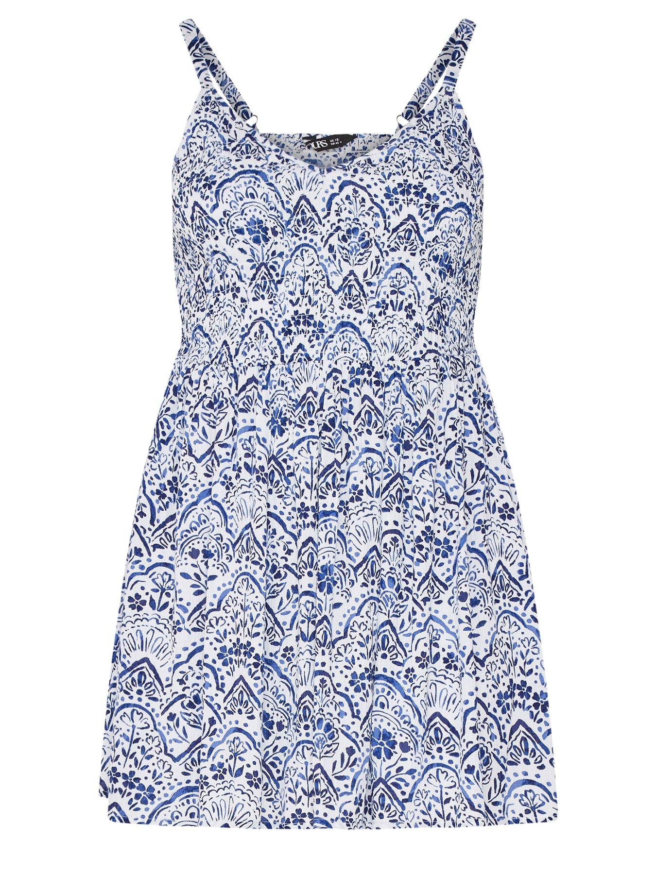 Image 5 of 5 of Yours Curve Shirred Smock Cami Top - Blue