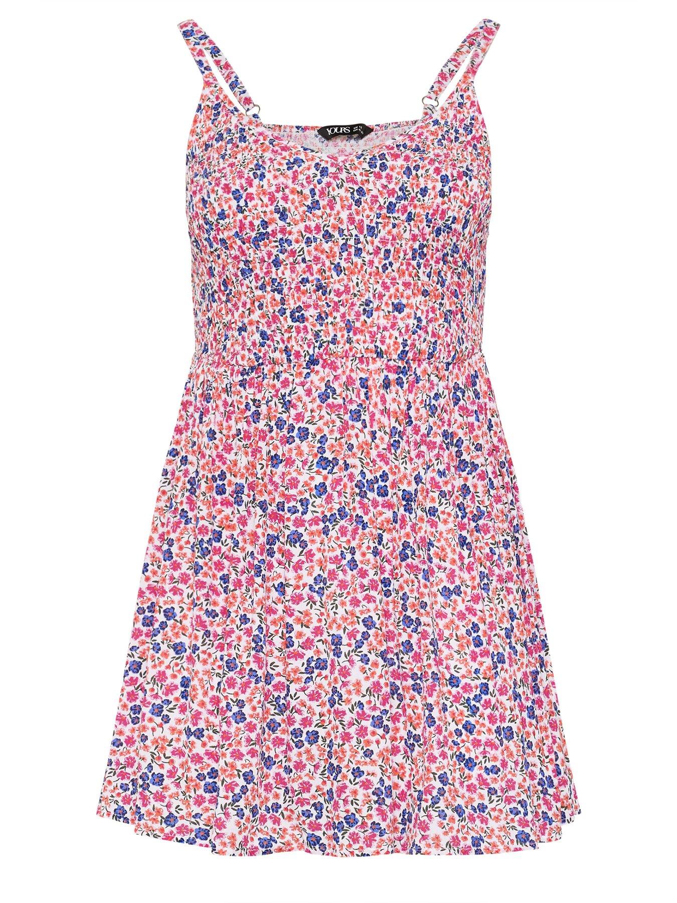 Image 5 of 5 of Yours Curve Shirred Smock Cami Top - White
