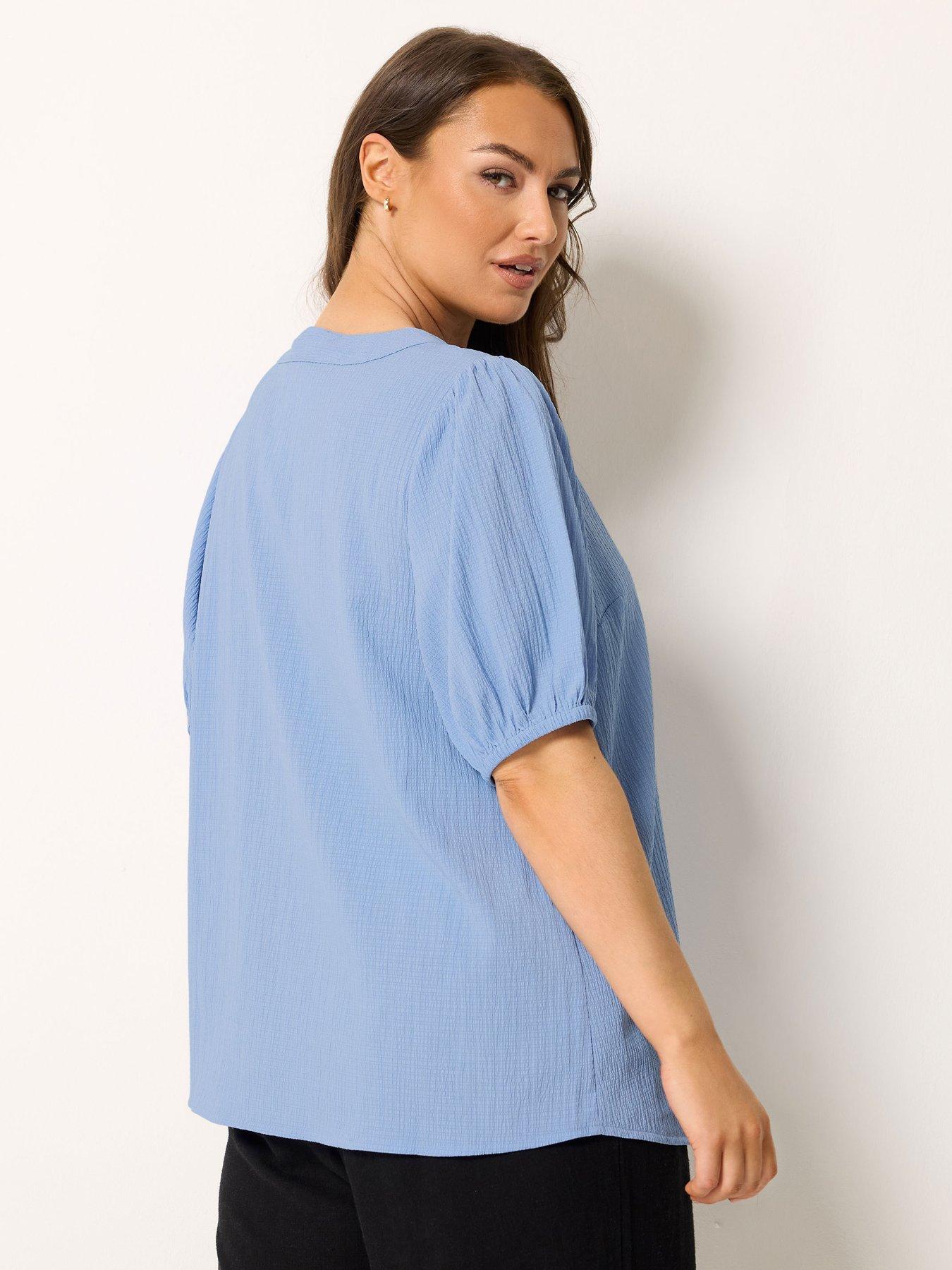 Image 2 of 5 of Yours Curve Button Texture Short Sleeve Blouse