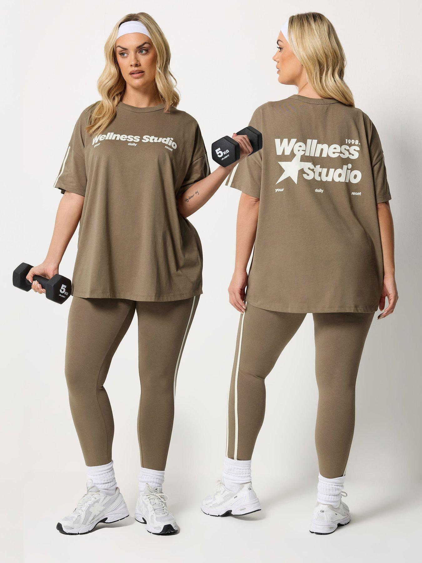 Image 1 of 5 of Yours Curve Wellness Studio Active T-Shirt - Brown