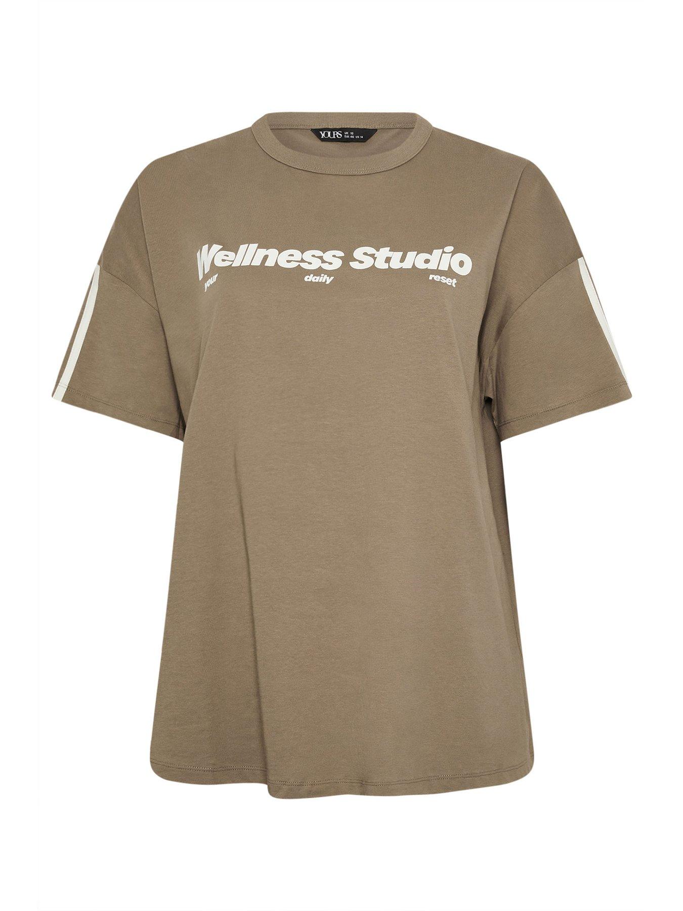 Image 5 of 5 of Yours Curve Wellness Studio Active T-Shirt - Brown