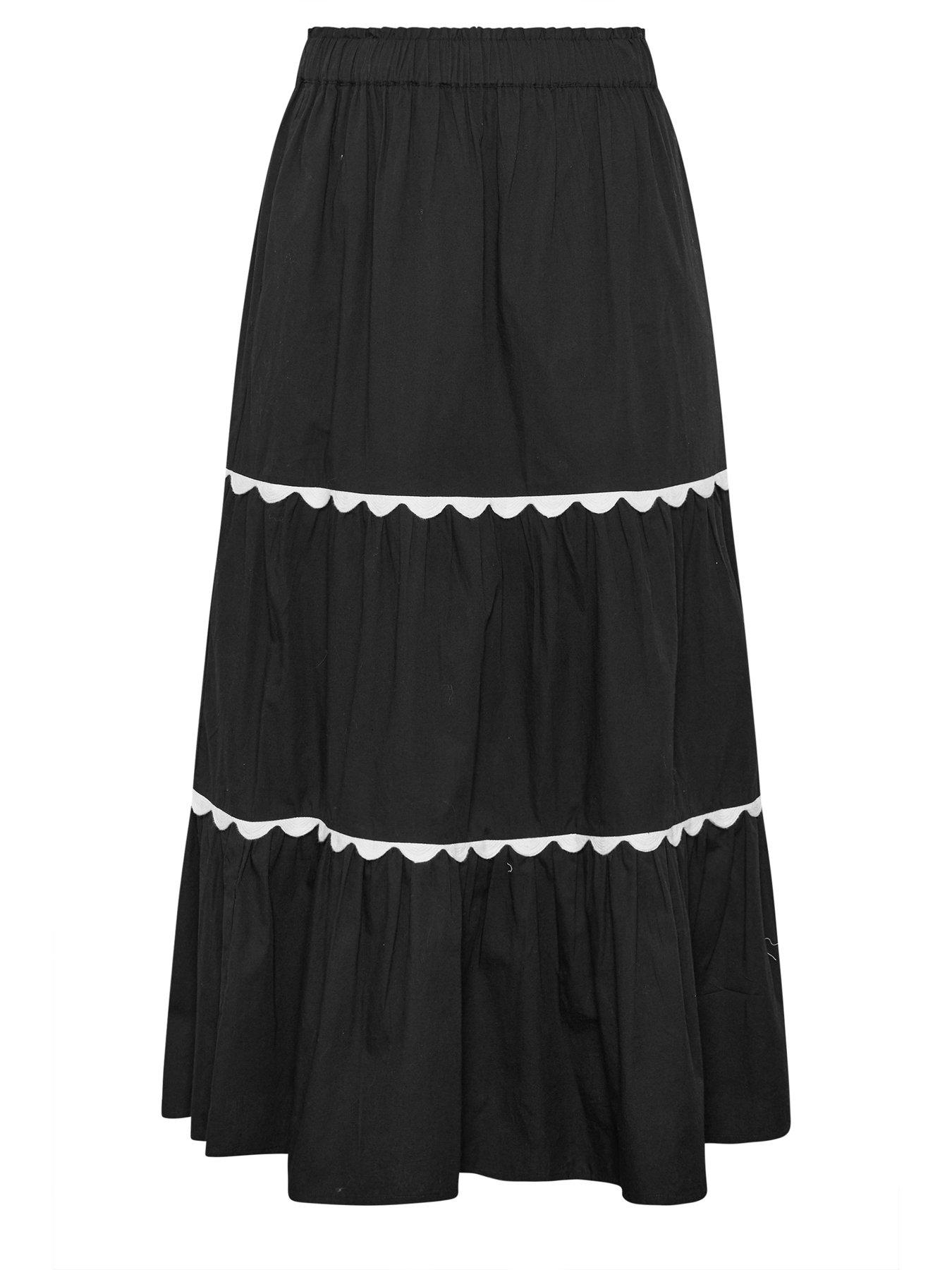 Image 5 of 5 of Yours Curve Ric Rac Trim Maxi Skirt - Black