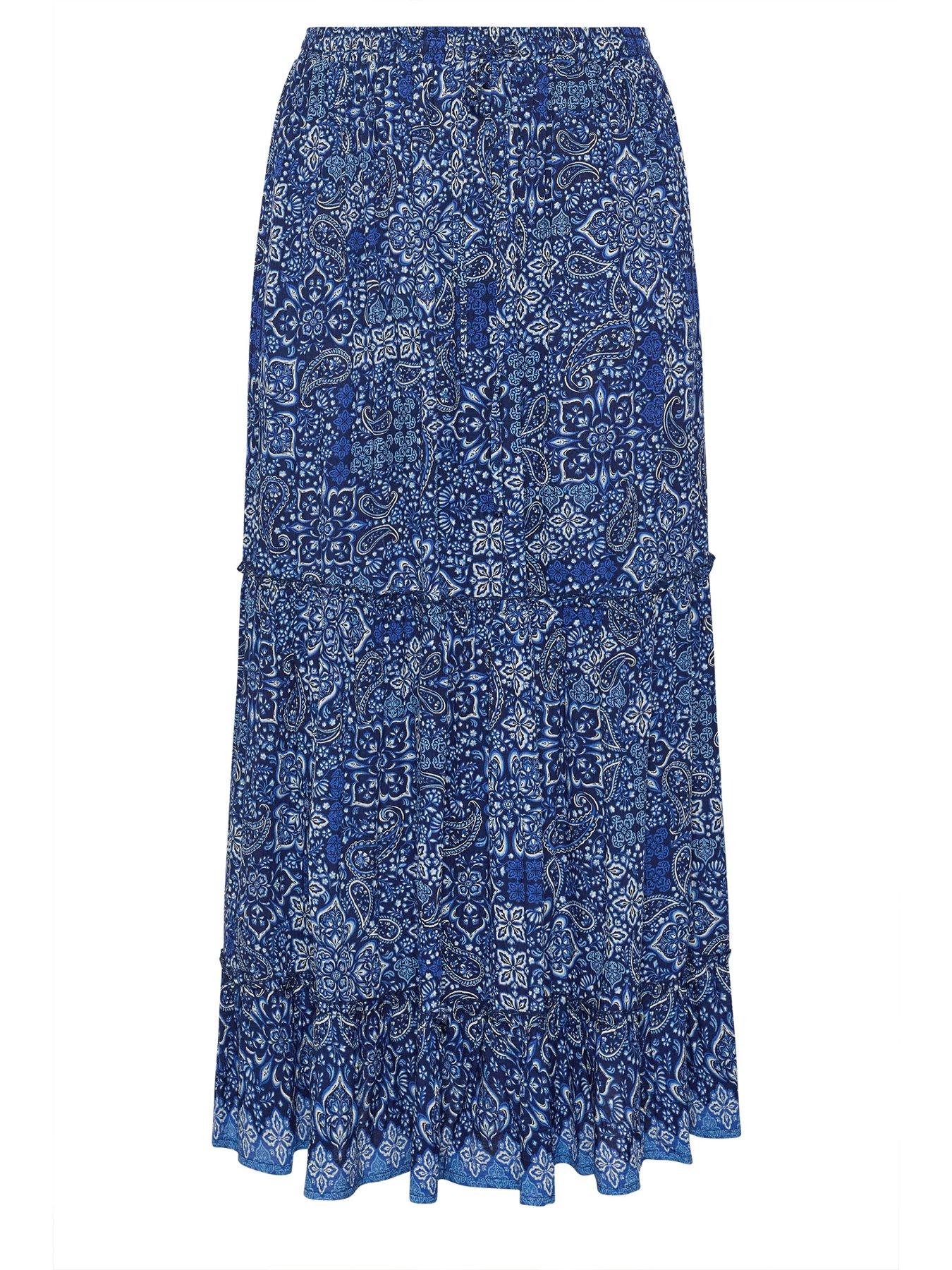 Image 5 of 5 of Yours Curve Tie Skirt - Blue