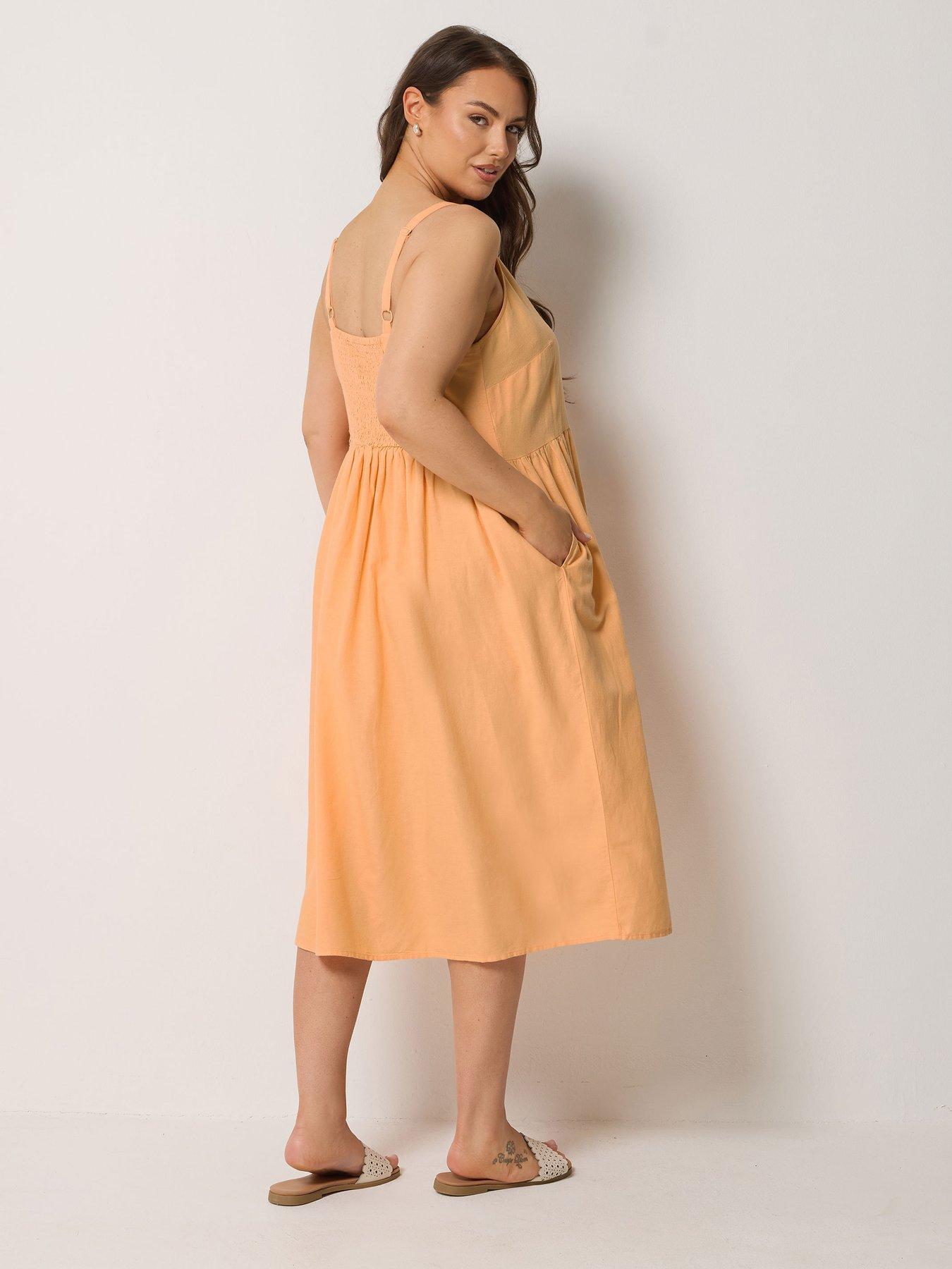  image of yours-curve-linen-button-sundress-orange