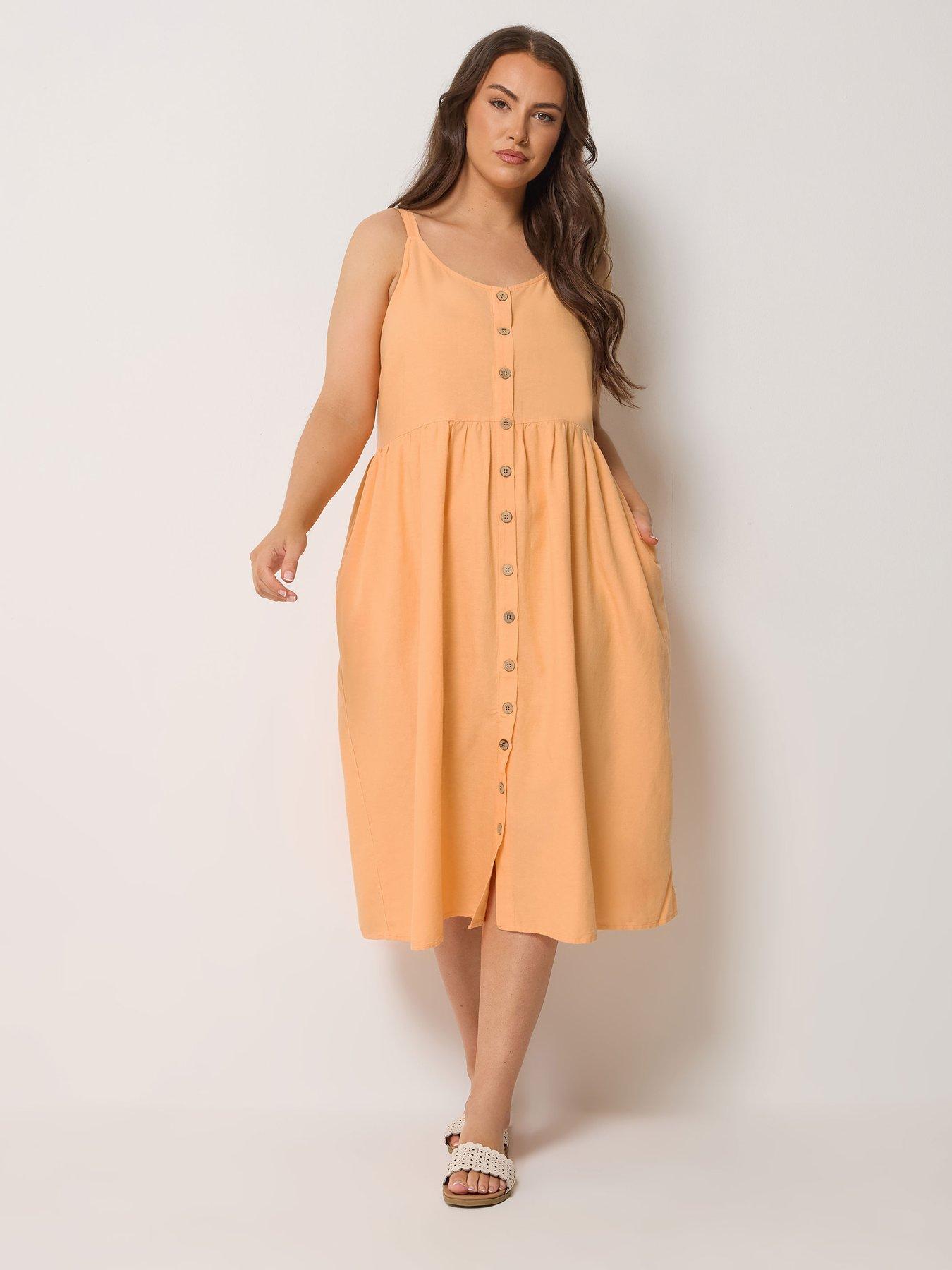  image of yours-curve-linen-button-sundress-orange