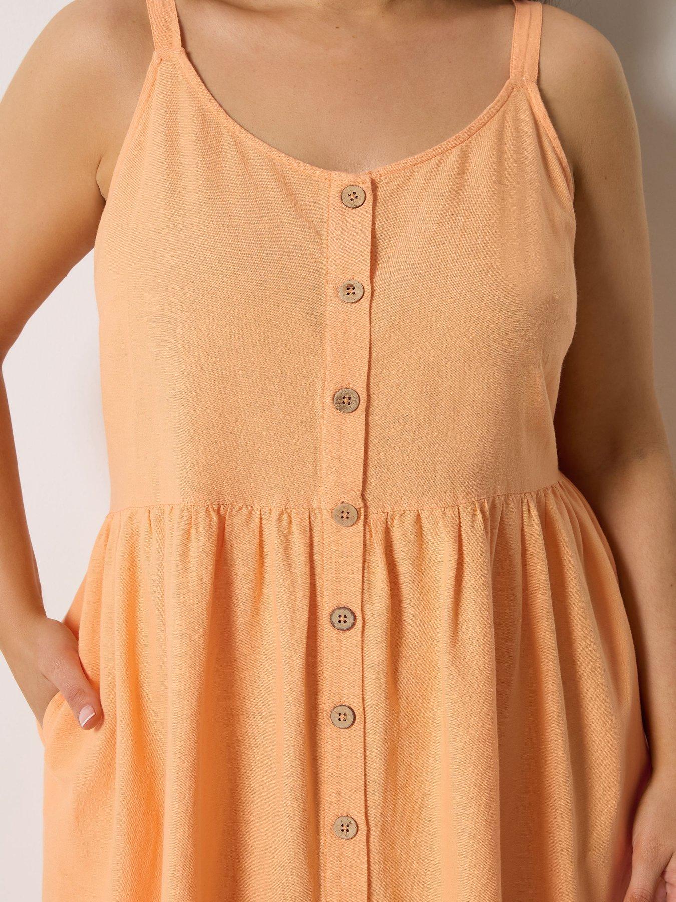  image of yours-curve-linen-button-sundress-orange