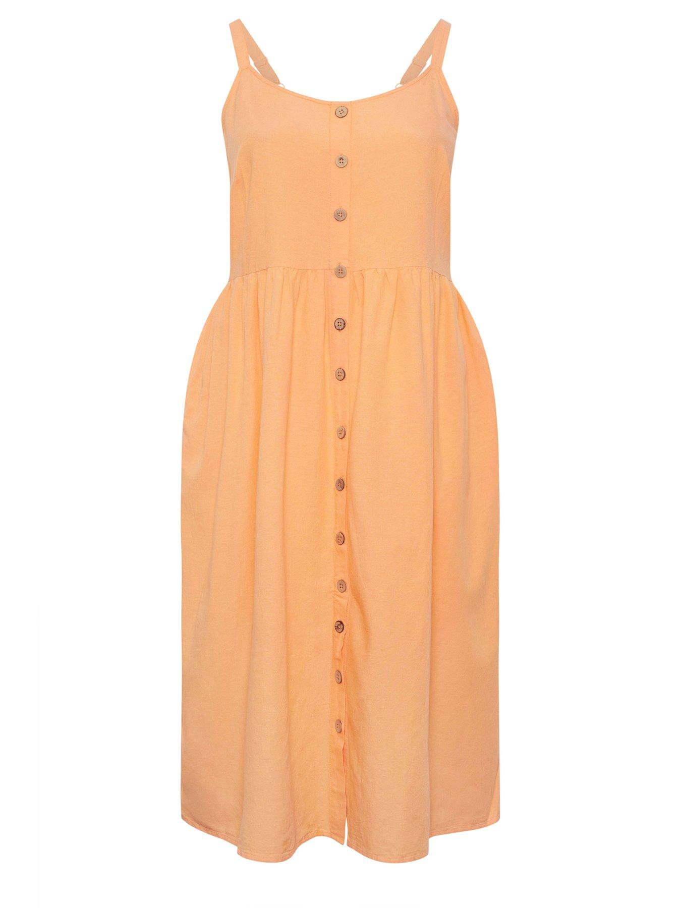  image of yours-curve-linen-button-sundress-orange