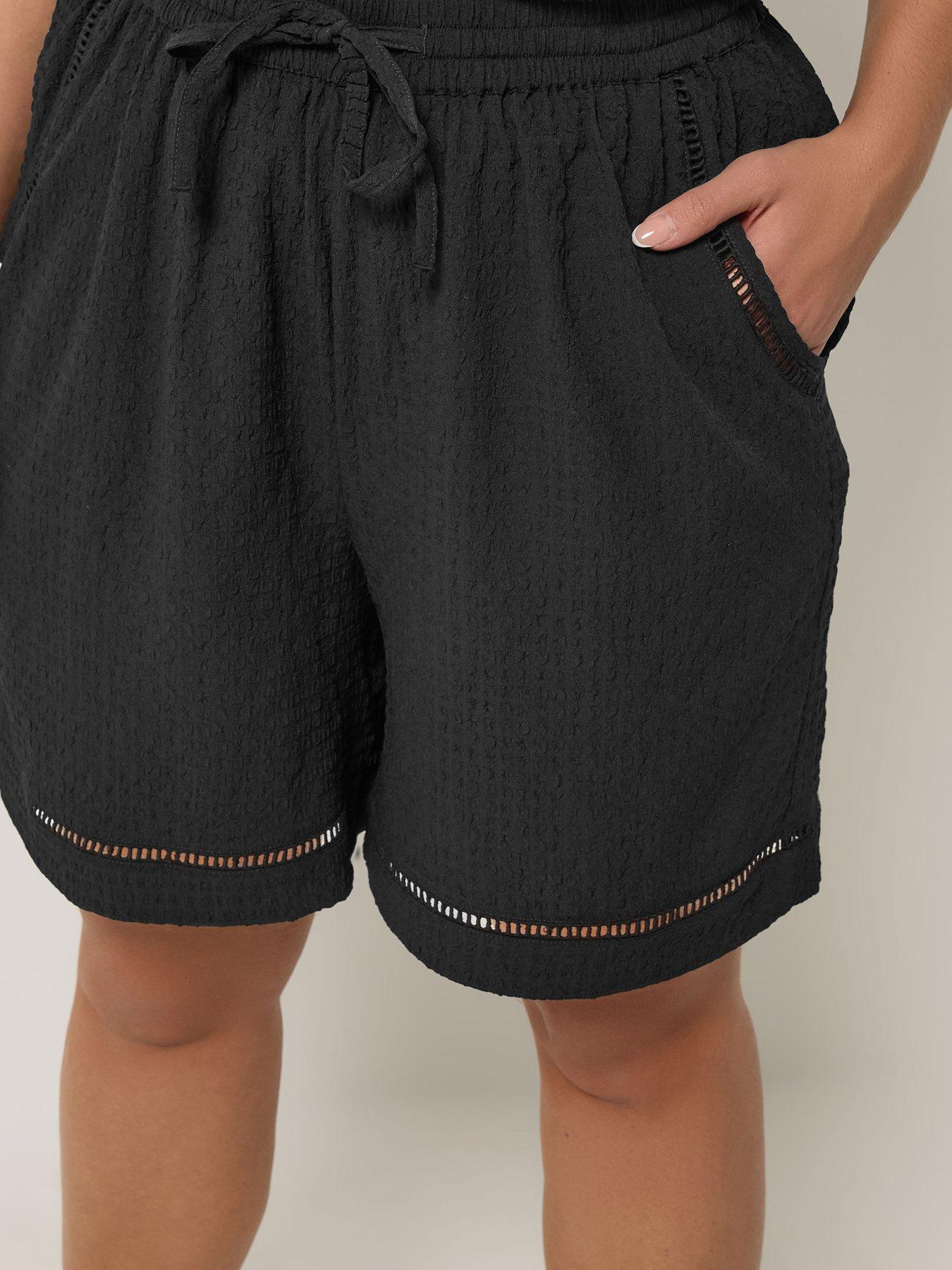 Image 4 of 5 of Yours Curve Ladder Shorts - Black