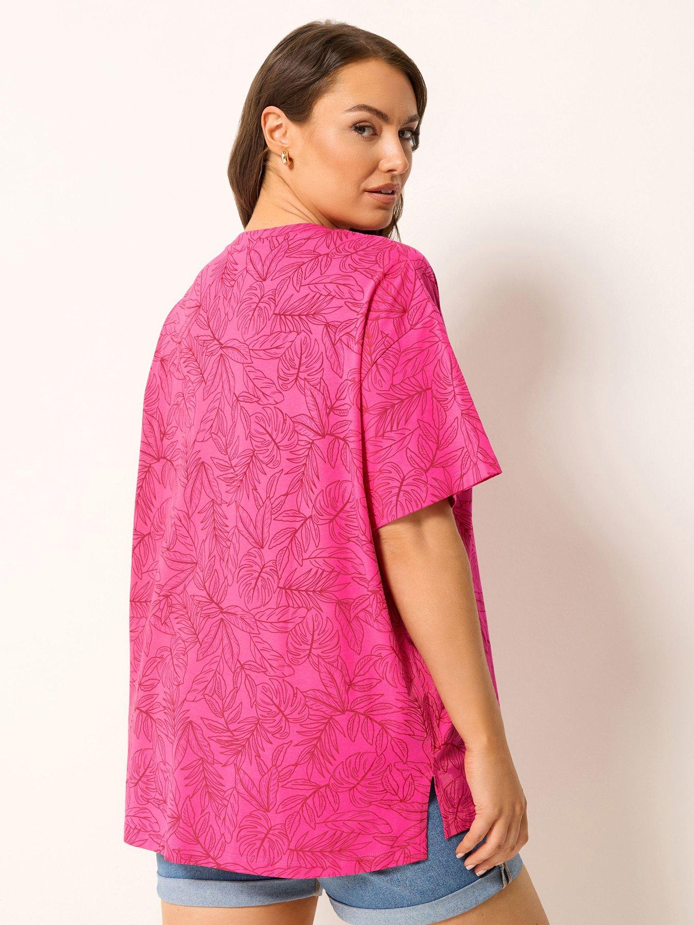 stillFront image of yours-curve-leaf-print-boxy-t-shirt