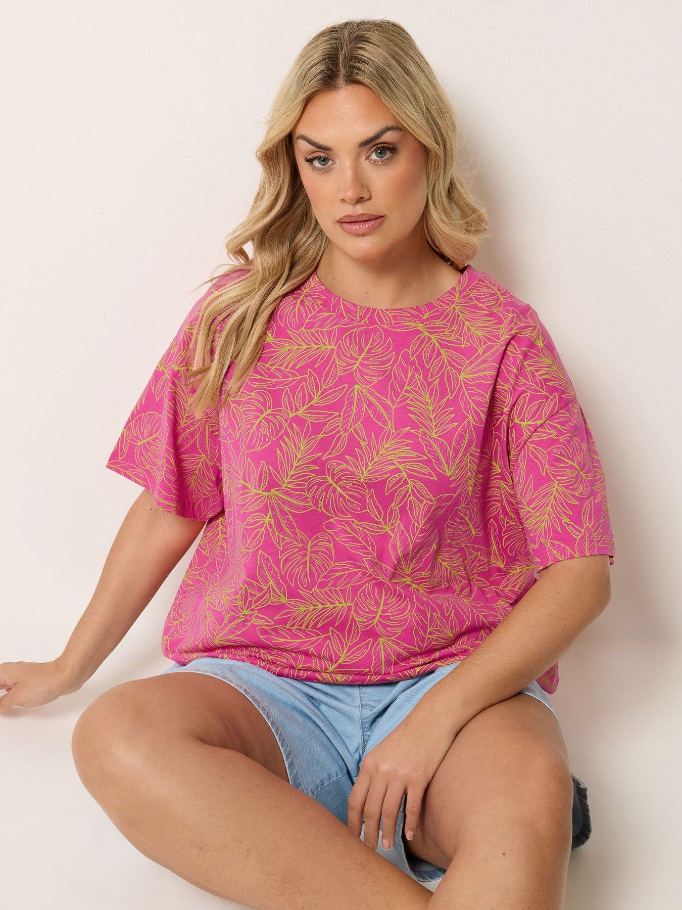 Yours Curve Leaf Print Boxy T-shirt
