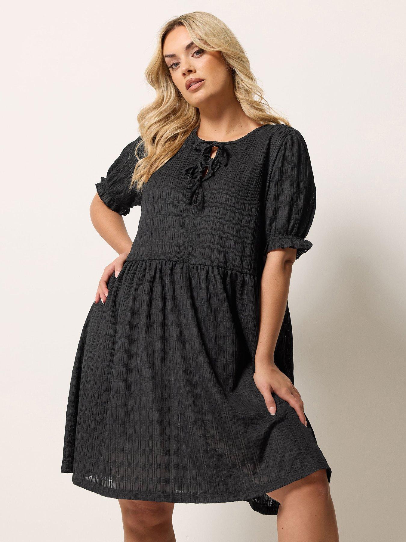 Yours Curve Bow Front Mini Dress - Black