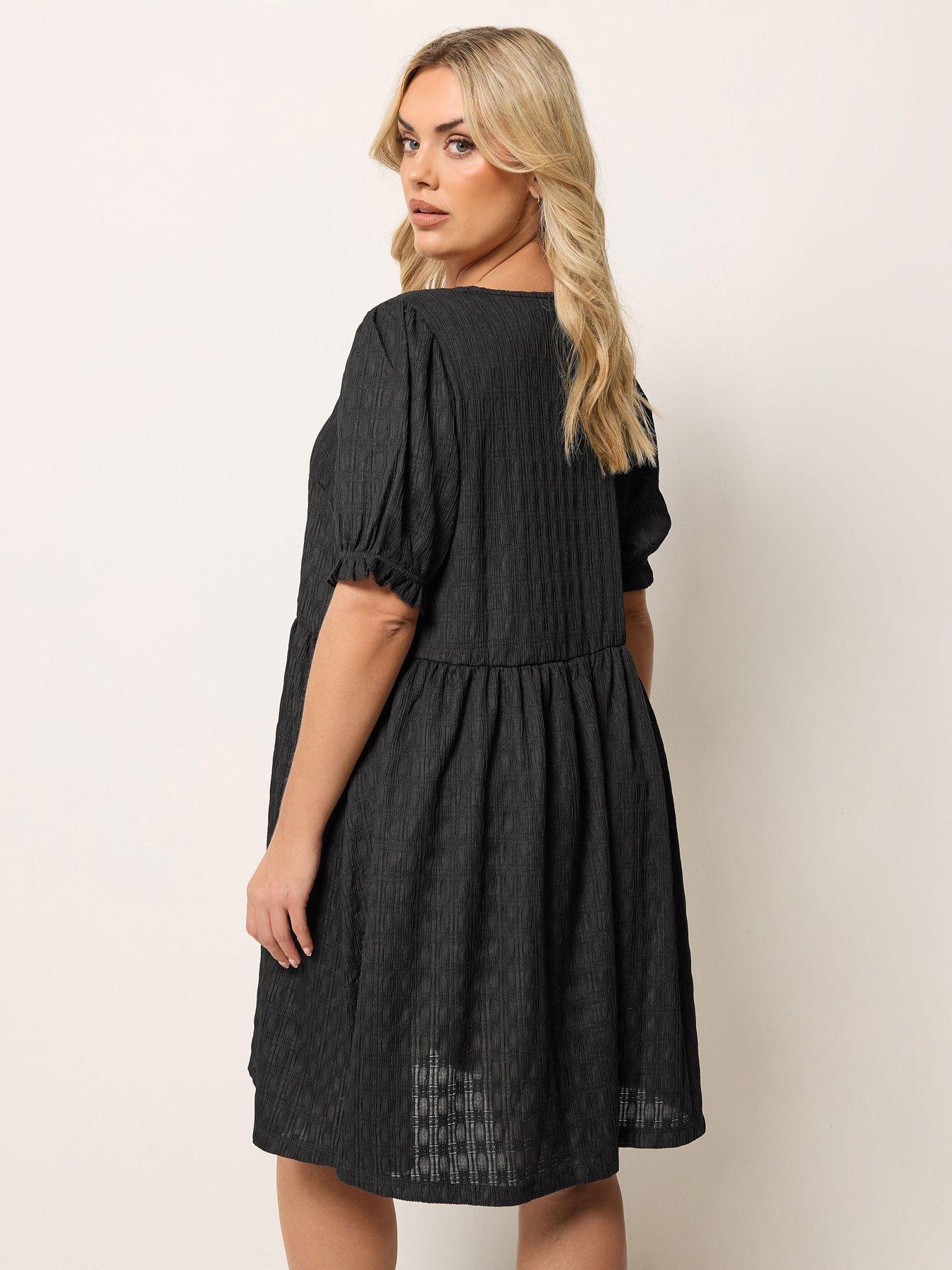 Image 2 of 5 of Yours Curve Bow Front Mini Dress - Black