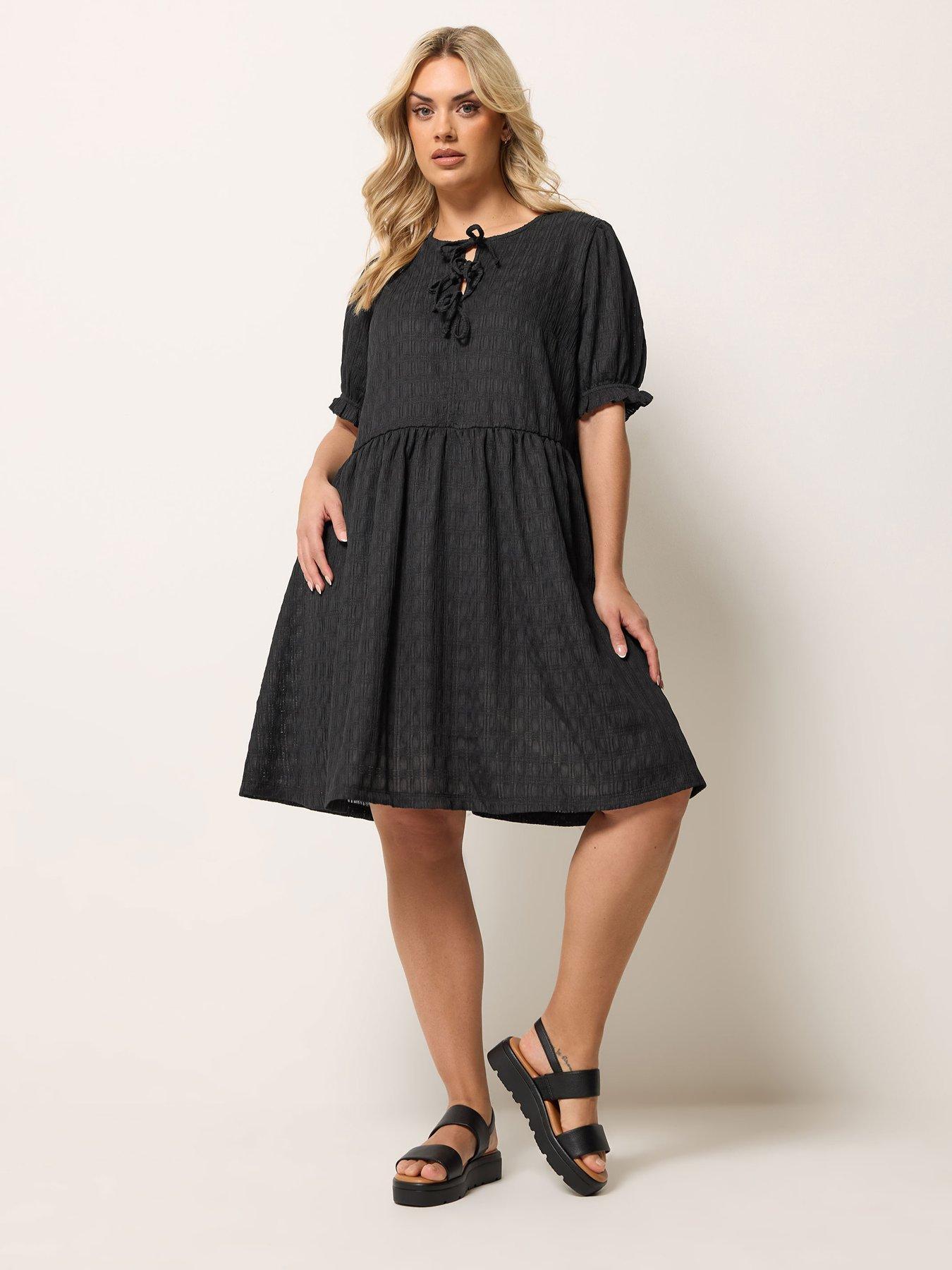Image 3 of 5 of Yours Curve Bow Front Mini Dress - Black