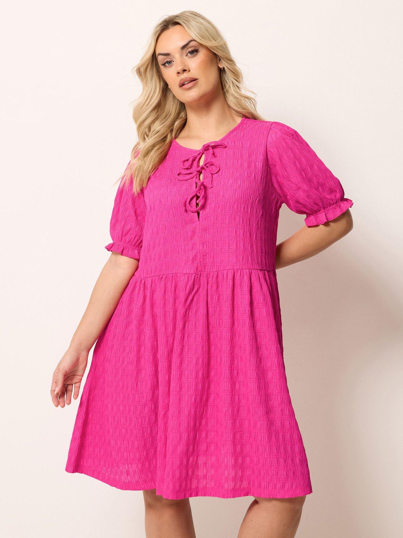 yours-curve-bow-front-mini-dress-pink