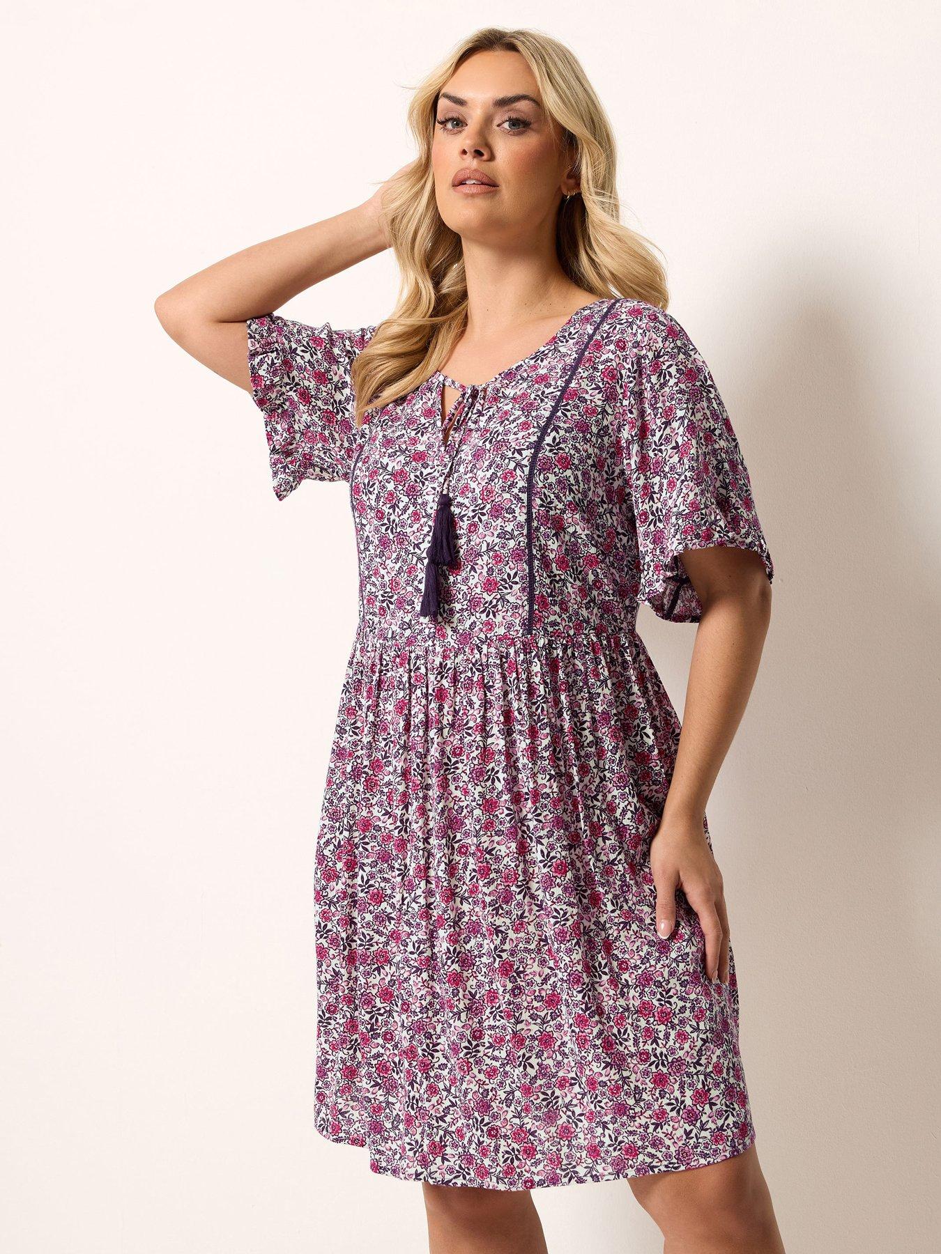 Yours Curve Desert Ditsy Print Dress