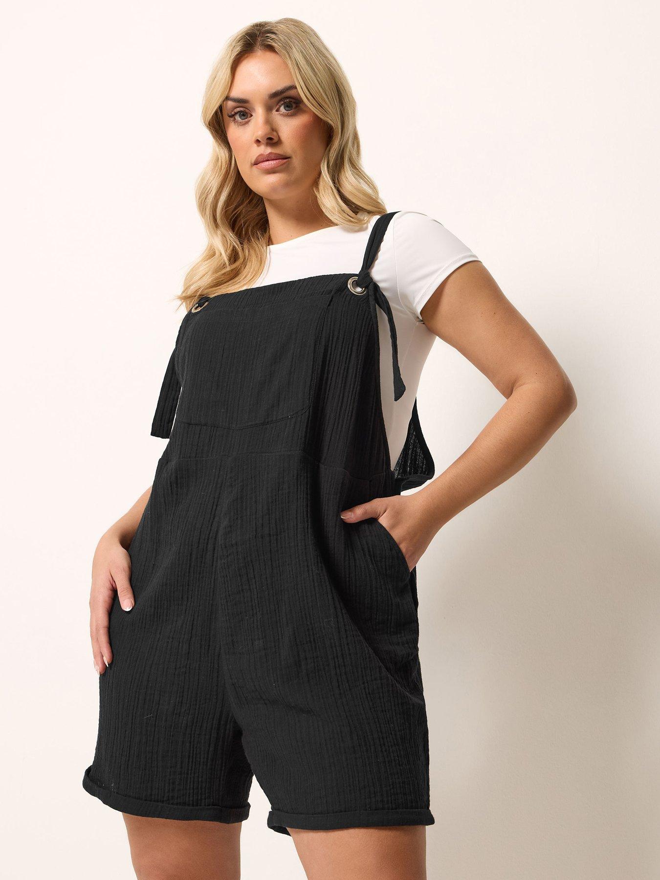 Image 1 of 5 of Yours Curve Dungaree Shorts