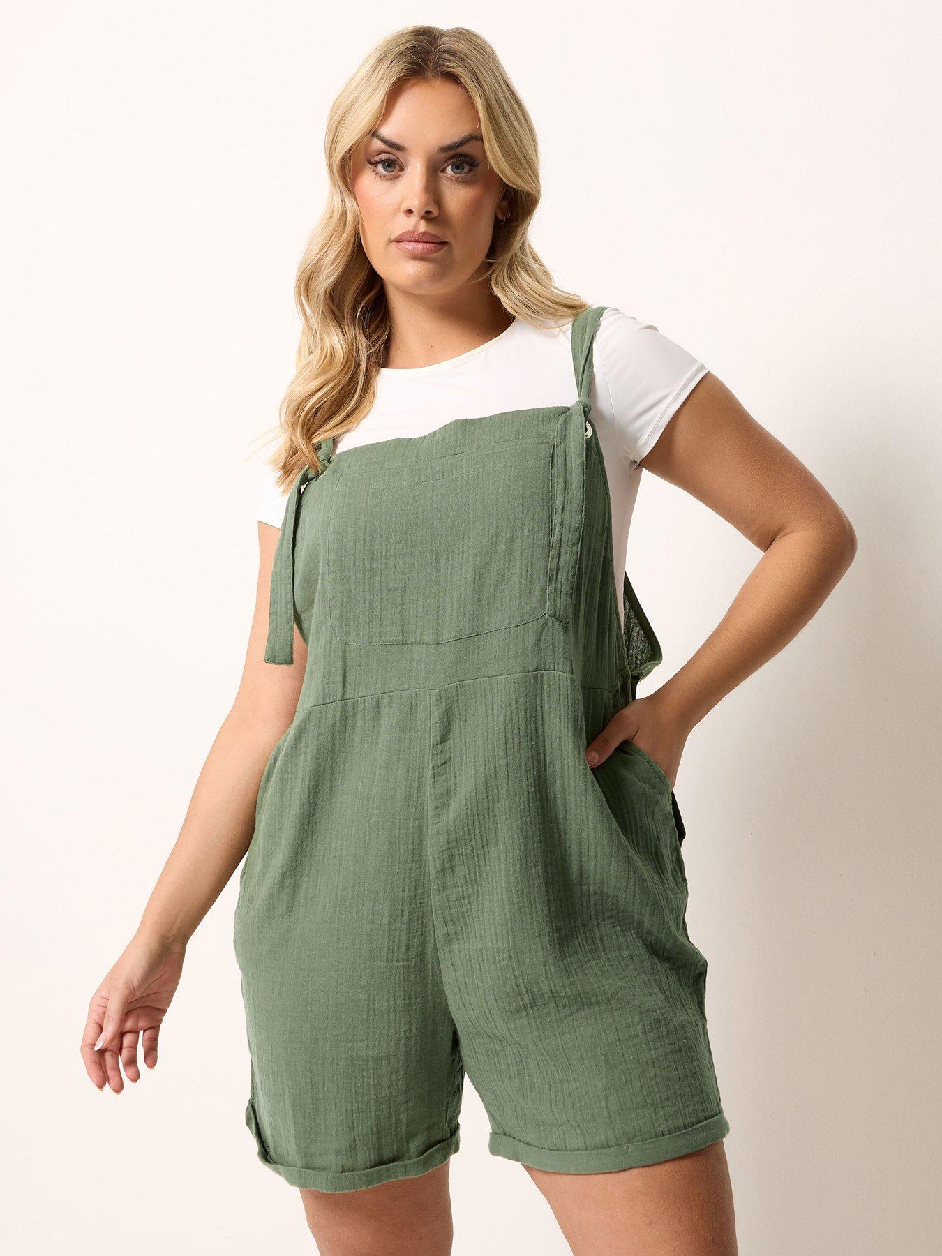 Yours Curve Dungaree Shorts