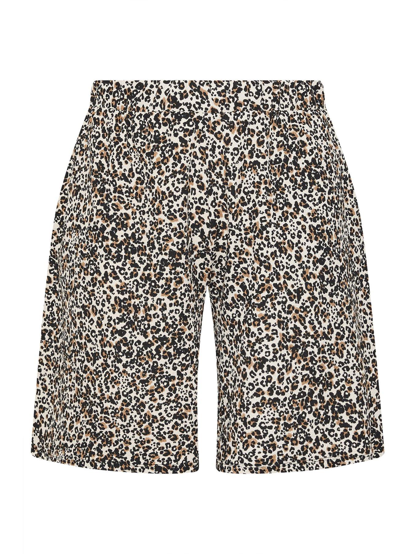 Image 5 of 5 of Yours Curve Pull On Jersey Leopard Print Shorts - Brown