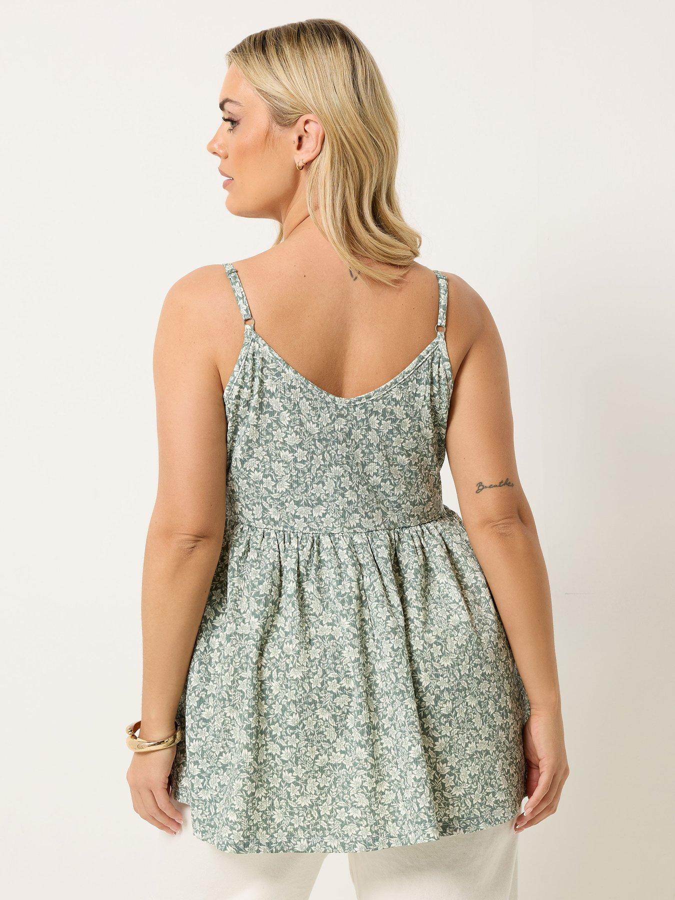 Image 2 of 5 of Yours Curve Textured Peplum Top - Green