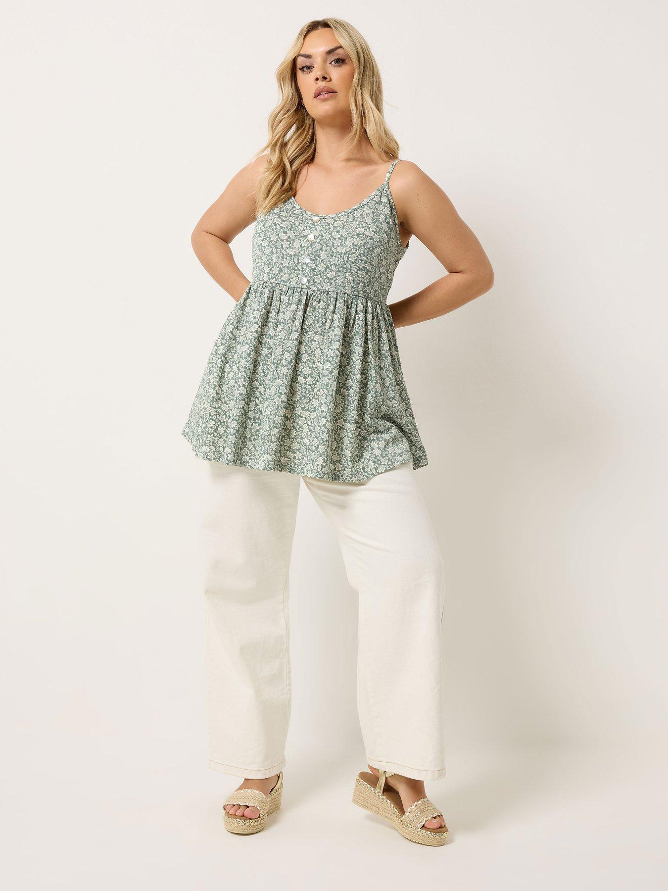 Image 3 of 5 of Yours Curve Textured Peplum Top - Green