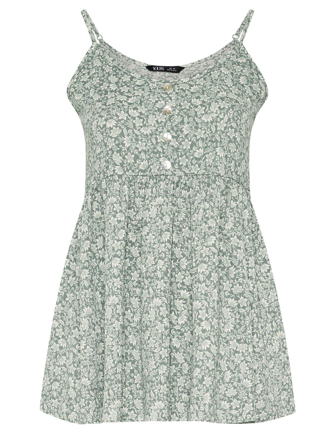 Image 5 of 5 of Yours Curve Textured Peplum Top - Green