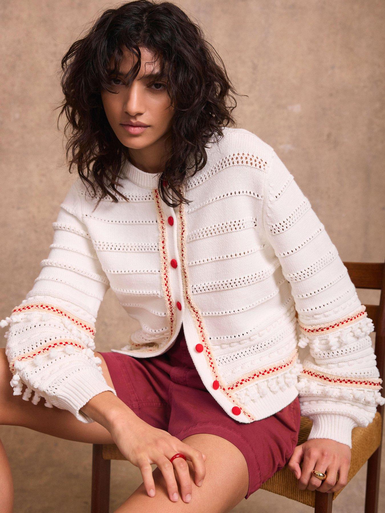 Mint Velvet Tassel Knit Cardigan - White