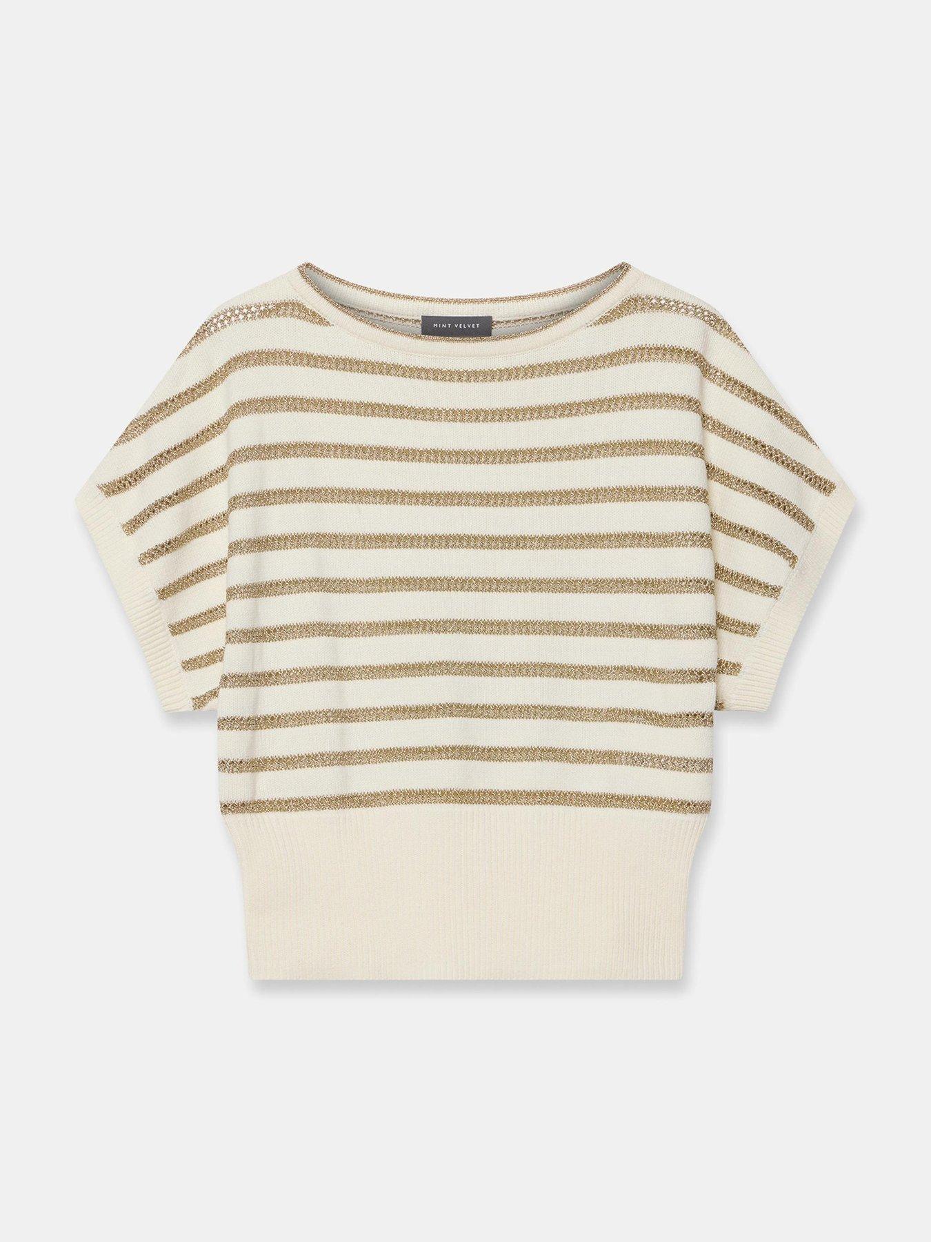  image of mint-velvet-gold-stripe-batwing-top