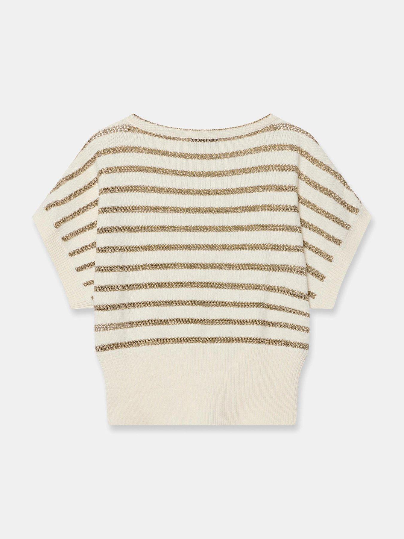  image of mint-velvet-gold-stripe-batwing-top
