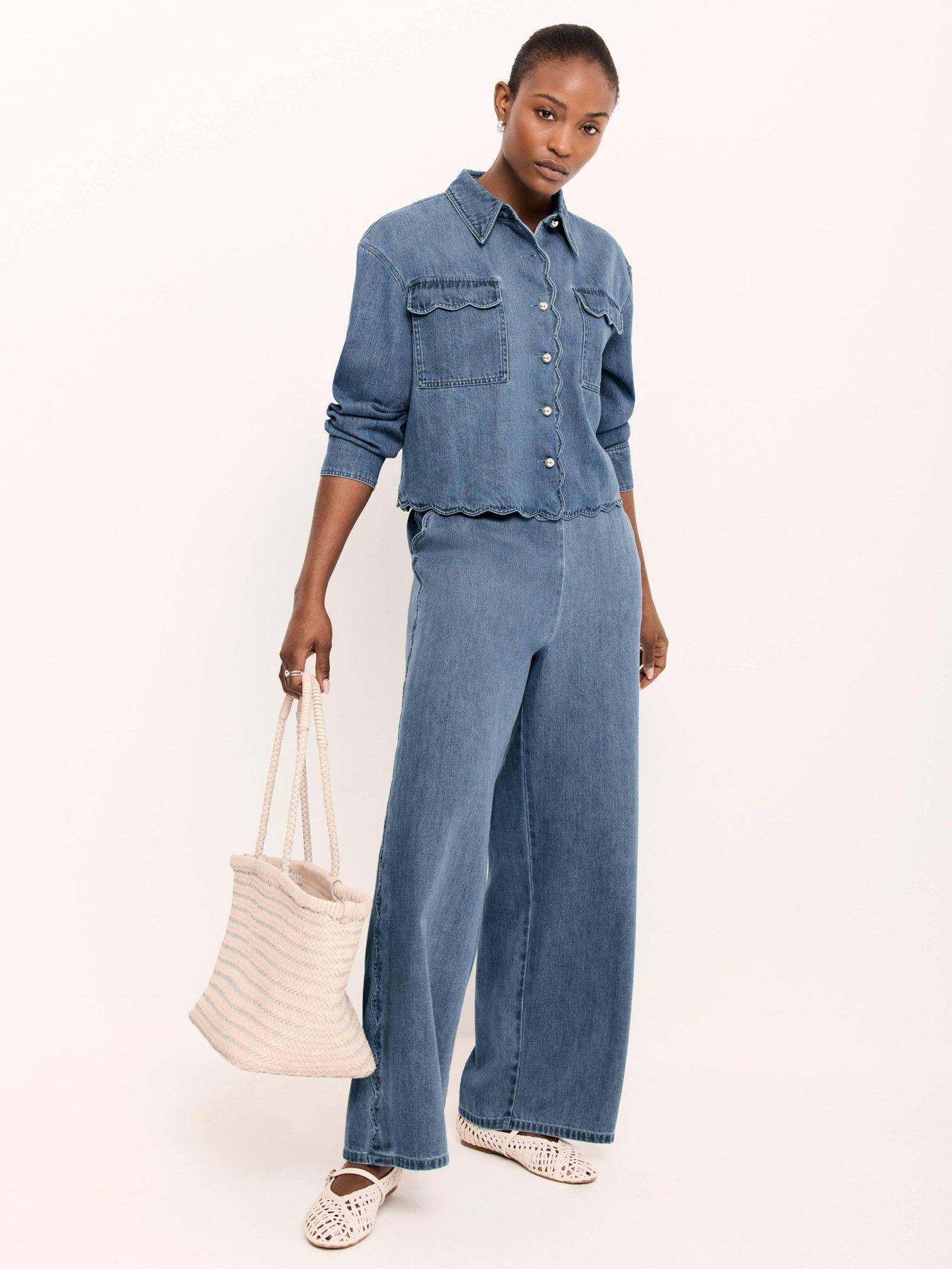 Mint Velvet Mid Indigo Scallop Denim Jean