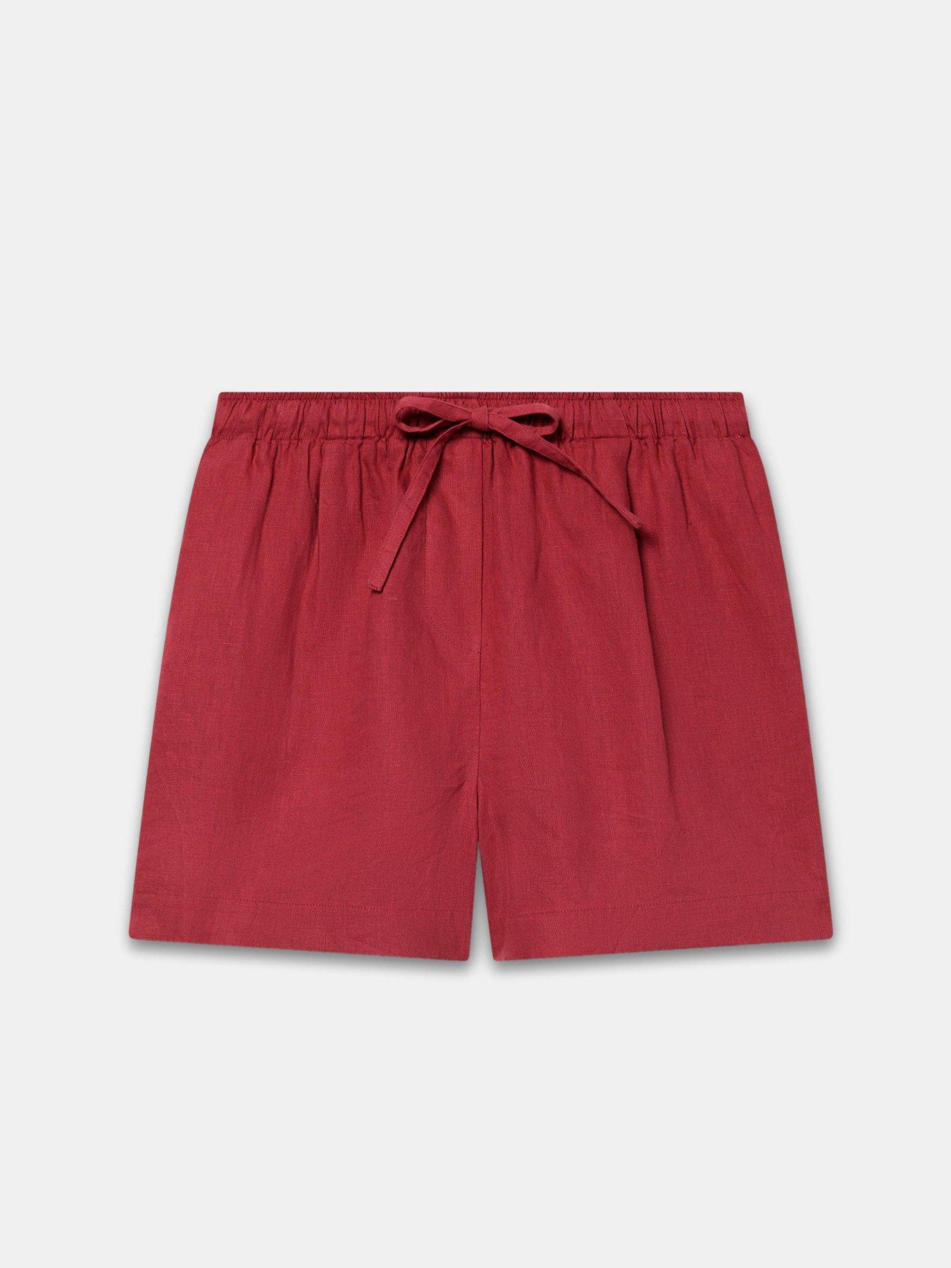  image of mint-velvet-red-linen-drawstring-short
