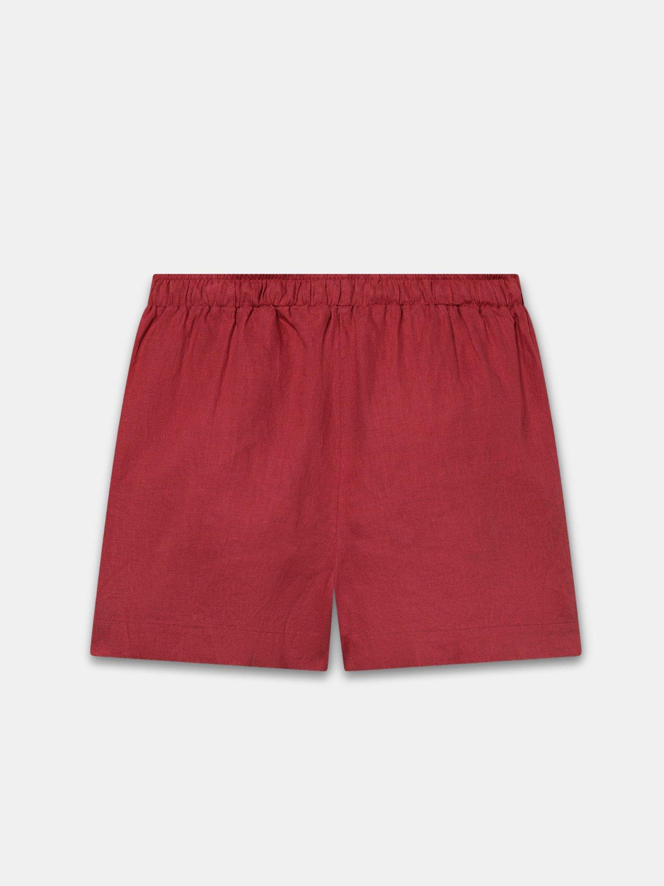  image of mint-velvet-red-linen-drawstring-short
