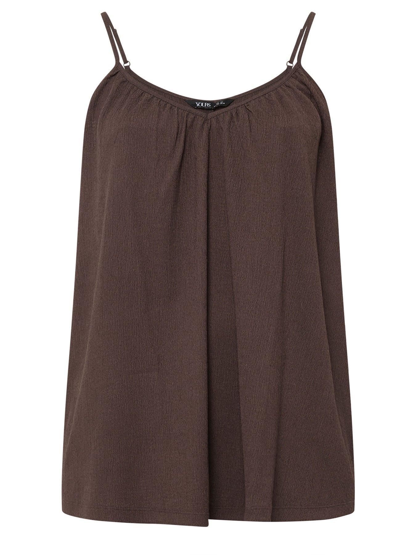  image of yours-curve-gathered-swing-cami-top-brown