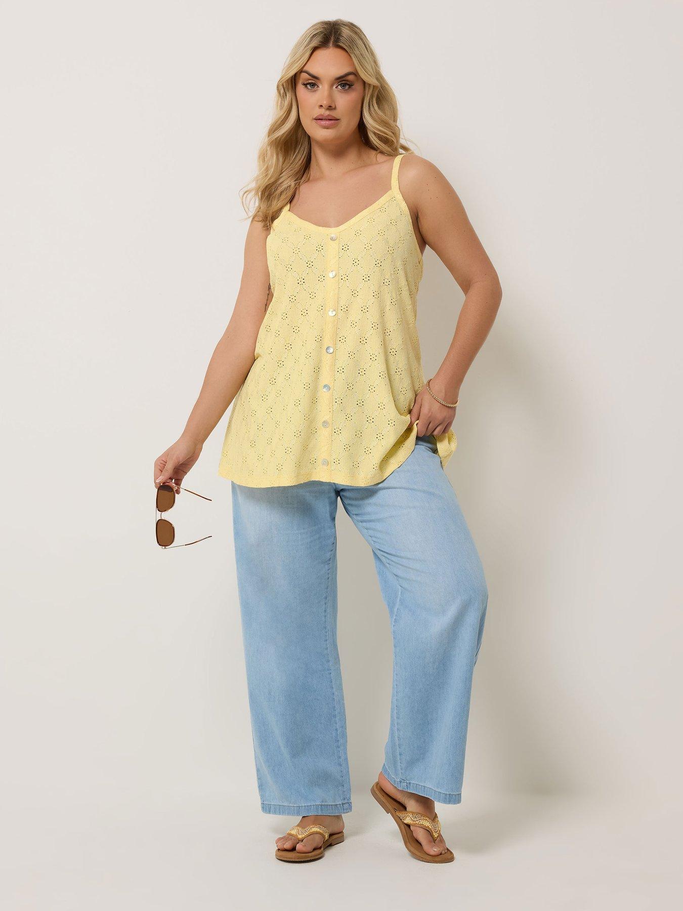  image of yours-curve-anglaise-button-swing-vest-yellow