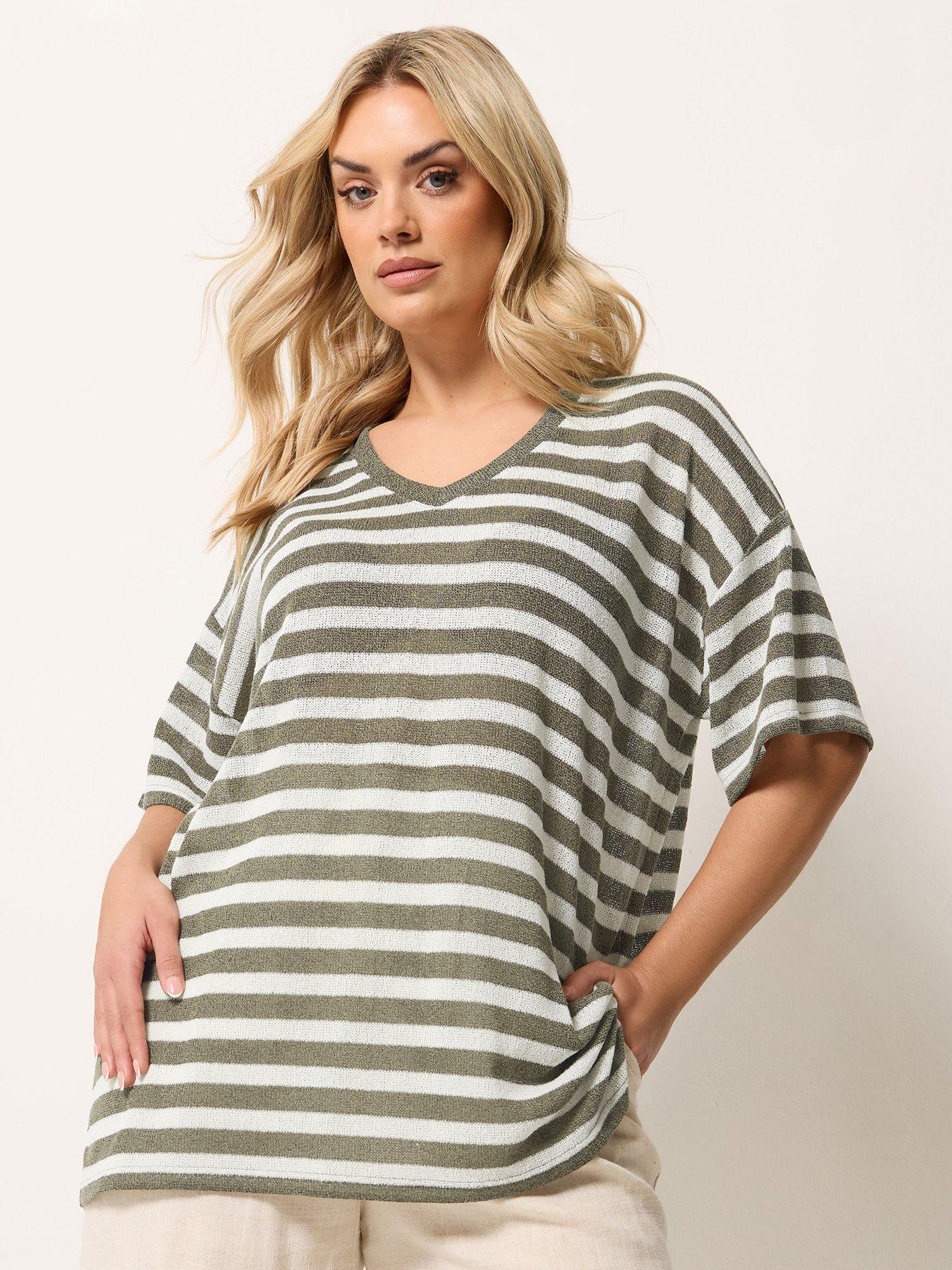 yours-curve-v-boxy-knitted-t-shirt-green