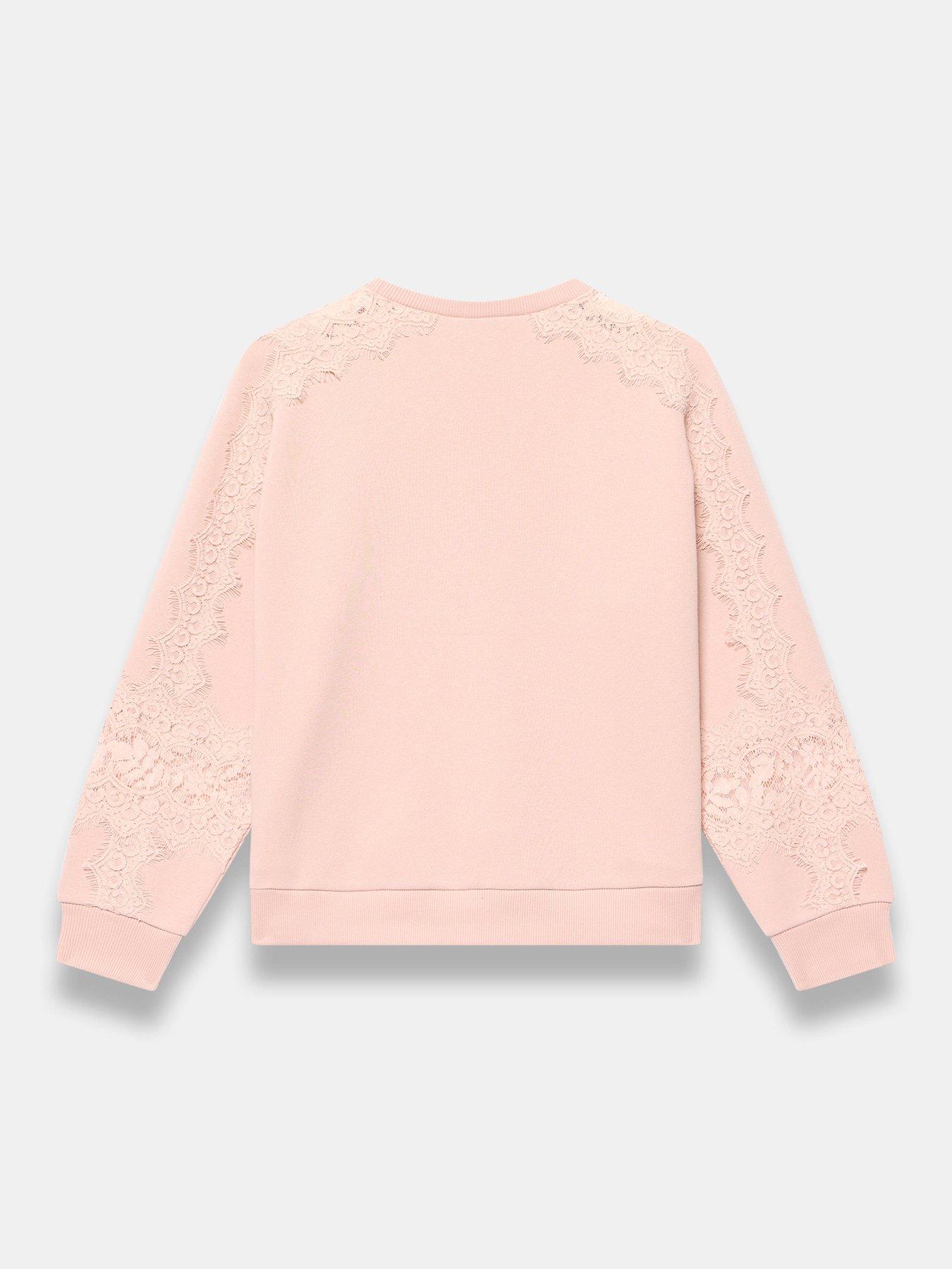  image of mint-velvet-pink-lace-insert-sweatshirt