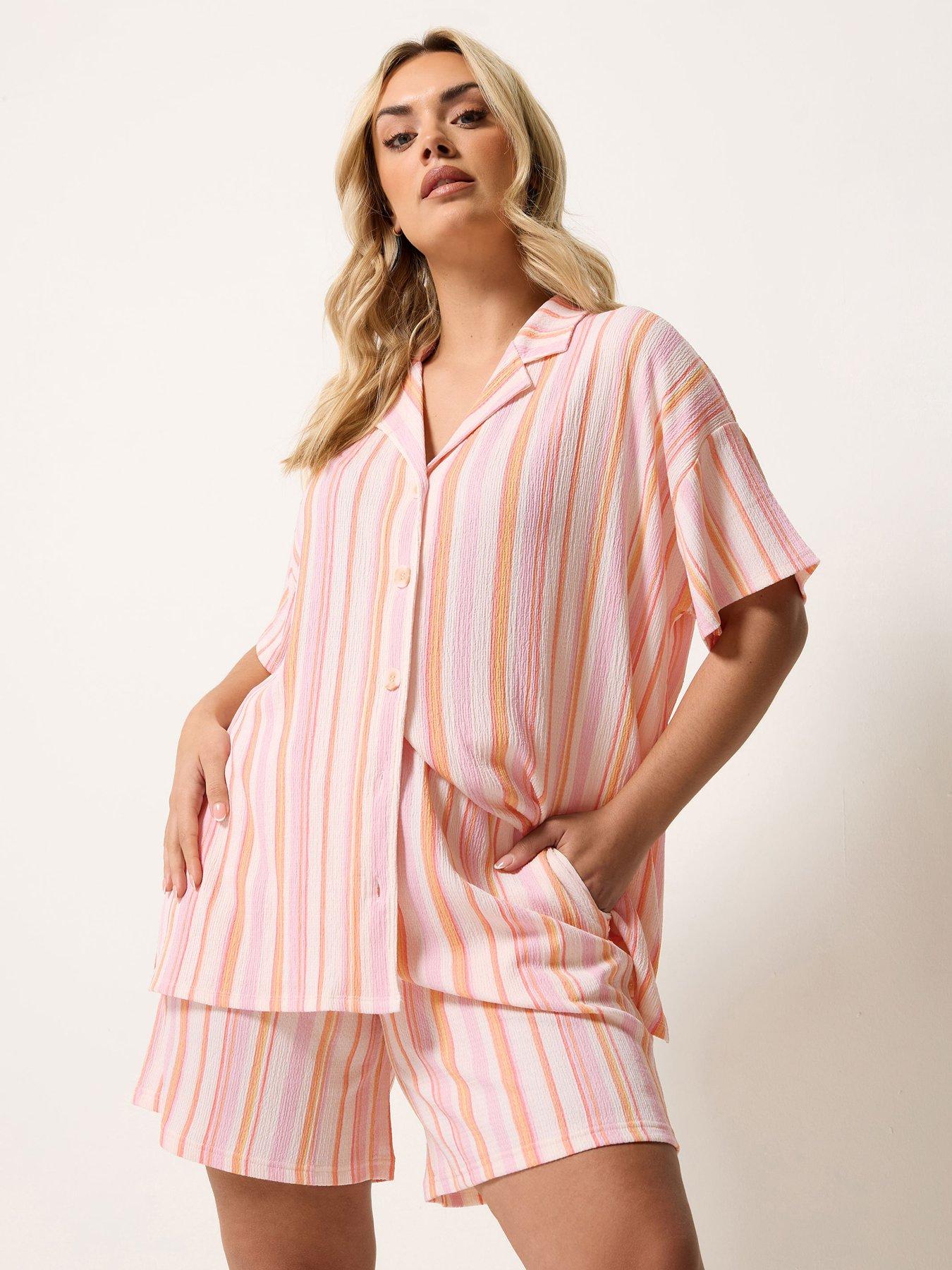 front image of yours-curve-striped-short-co-ord