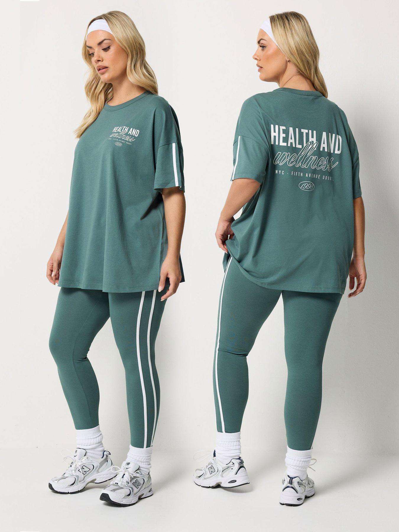 Yours Curve Health Wellness Active T-Shirt - Blue