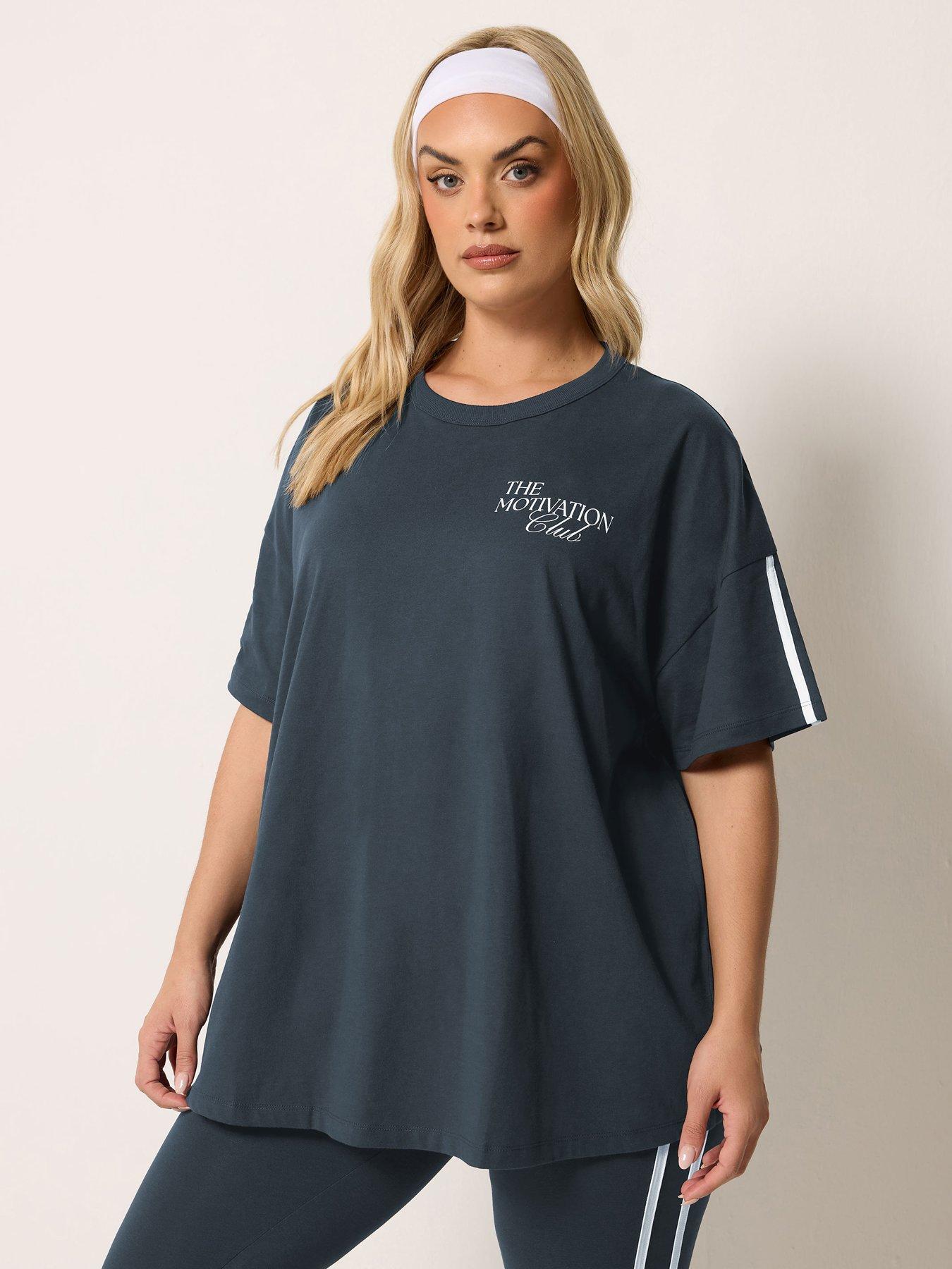 Yours Curve Motivation Club Active T-shirt - Blue