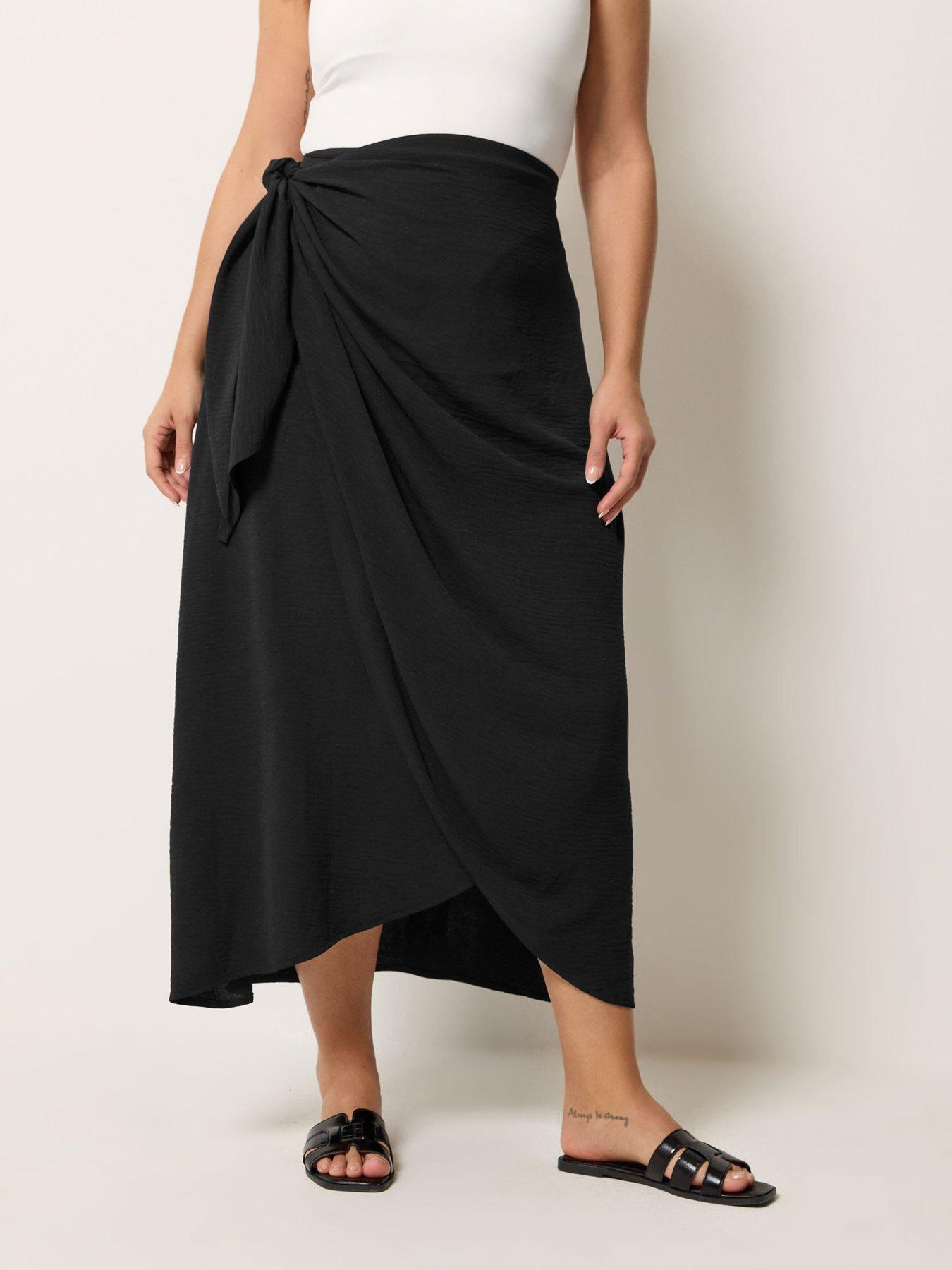 Image 1 of 5 of Yours Curve Wrap Over Skirt - Black